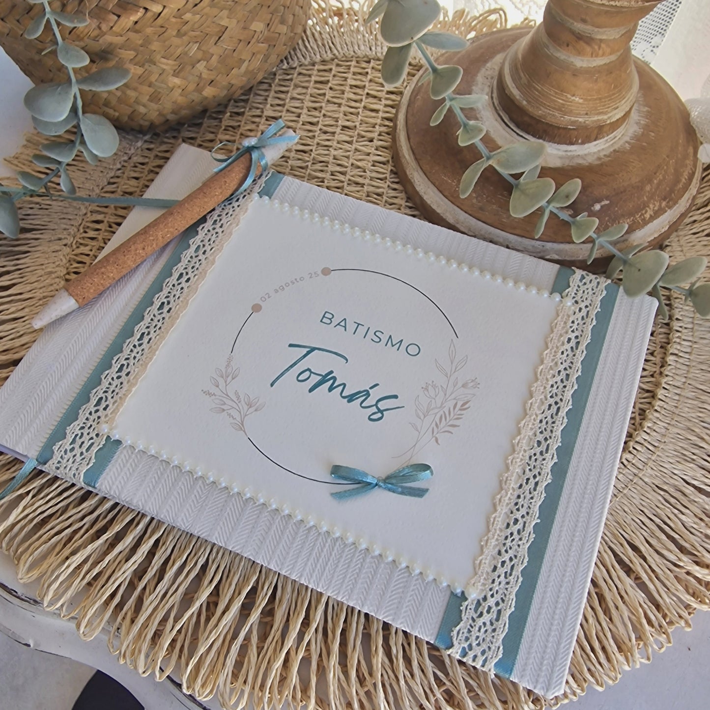 Livro de dedicatórias Layout azul / verde menta