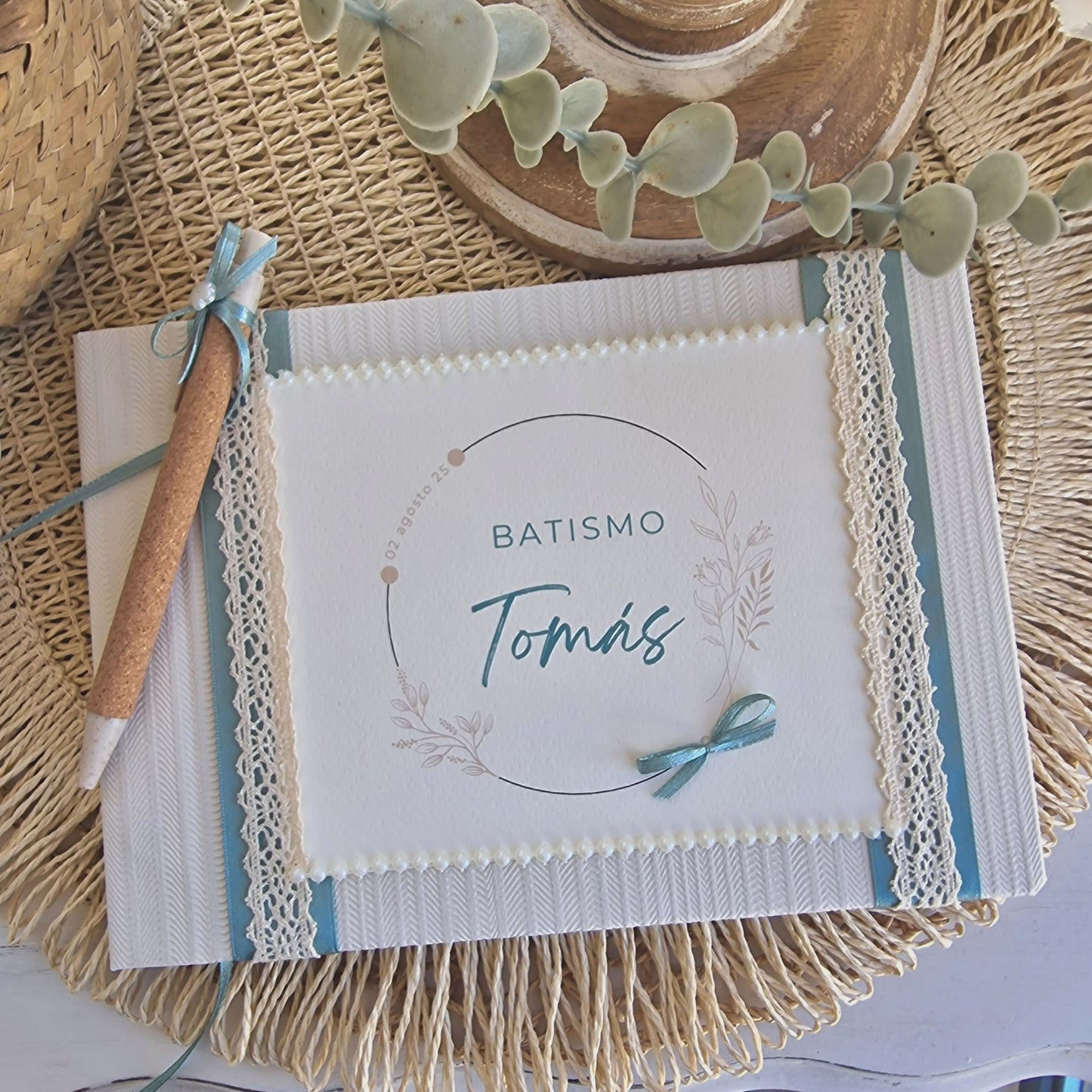 Livro de dedicatórias Layout azul / verde menta