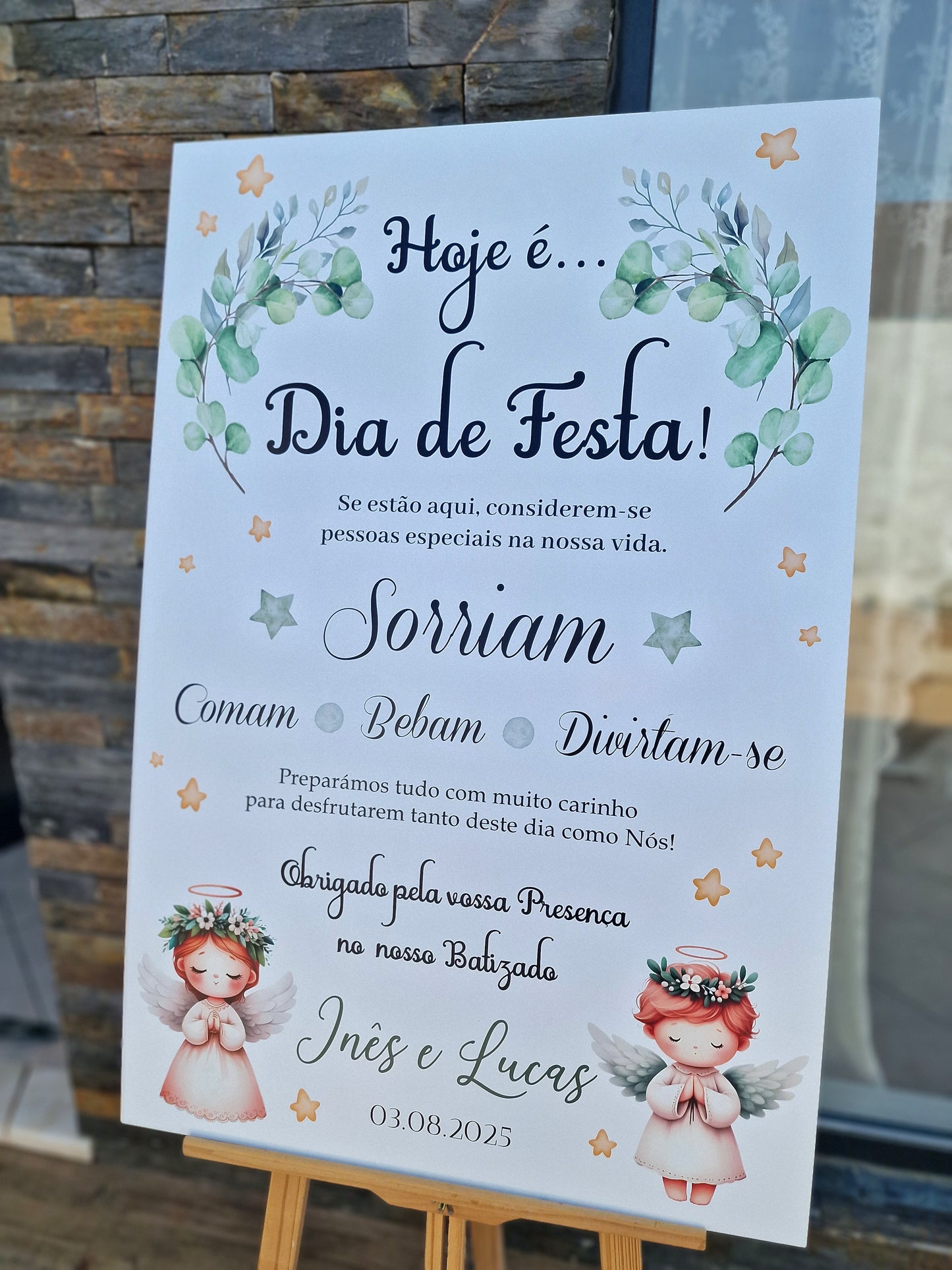 Placar de Boas Vindas Anjinhos Inês e Lucas