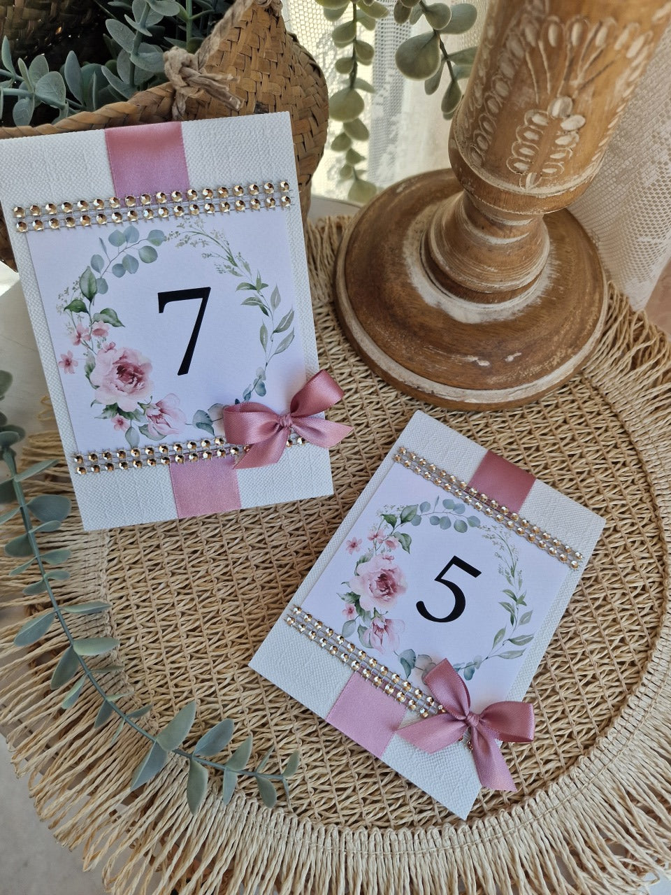 Marcadores de mesa peónias rosa