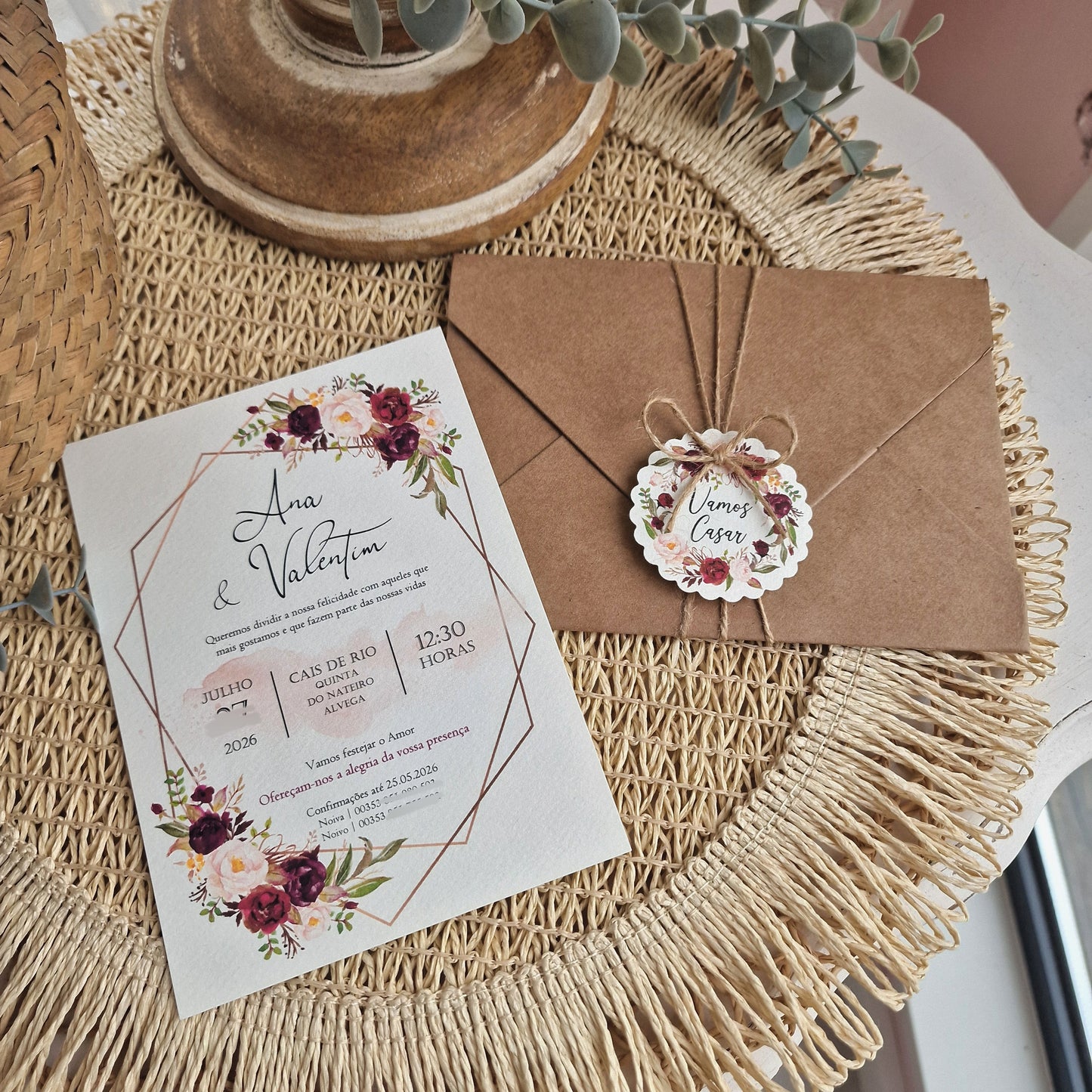 Convite Marsala Ana & Valentim