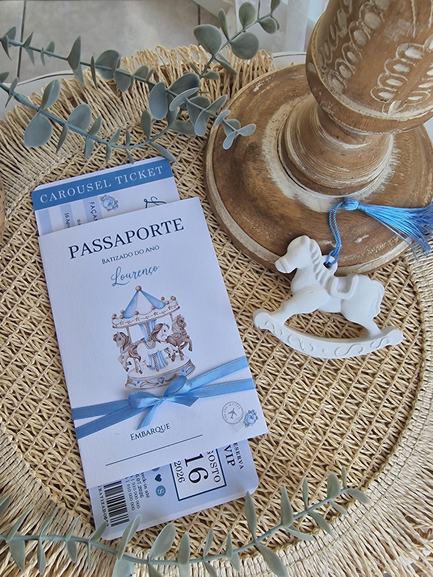 Convite passaporte cavalinho azul