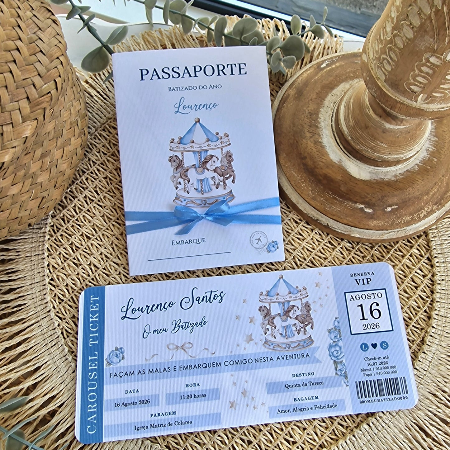 Convite passaporte cavalinho azul
