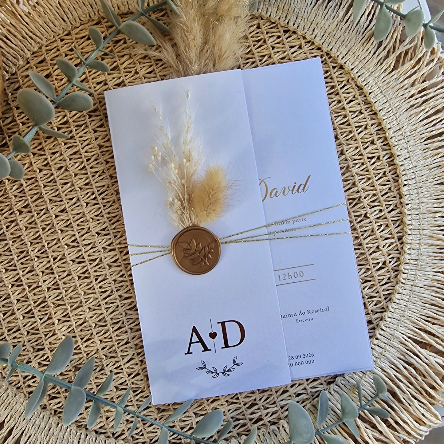 Convite white and gold Ana & David