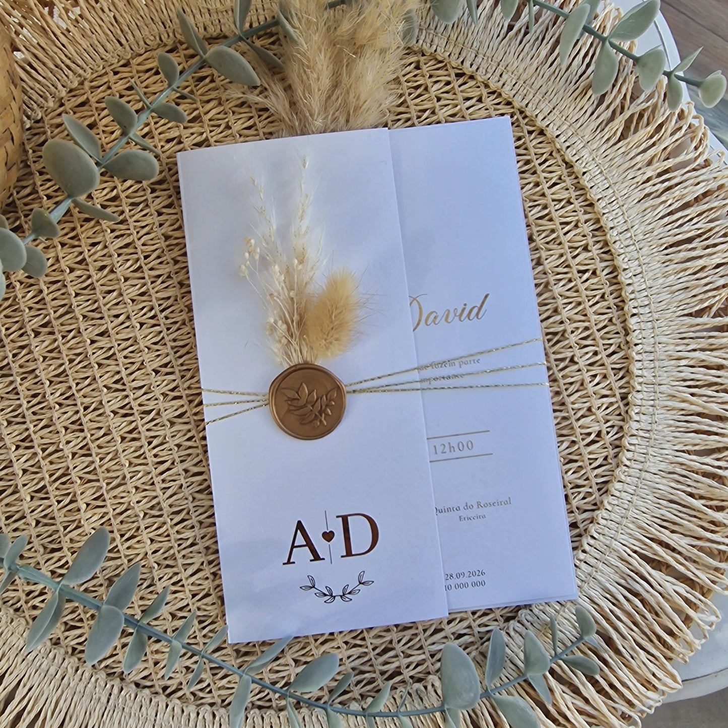 Convite white and gold Ana & David