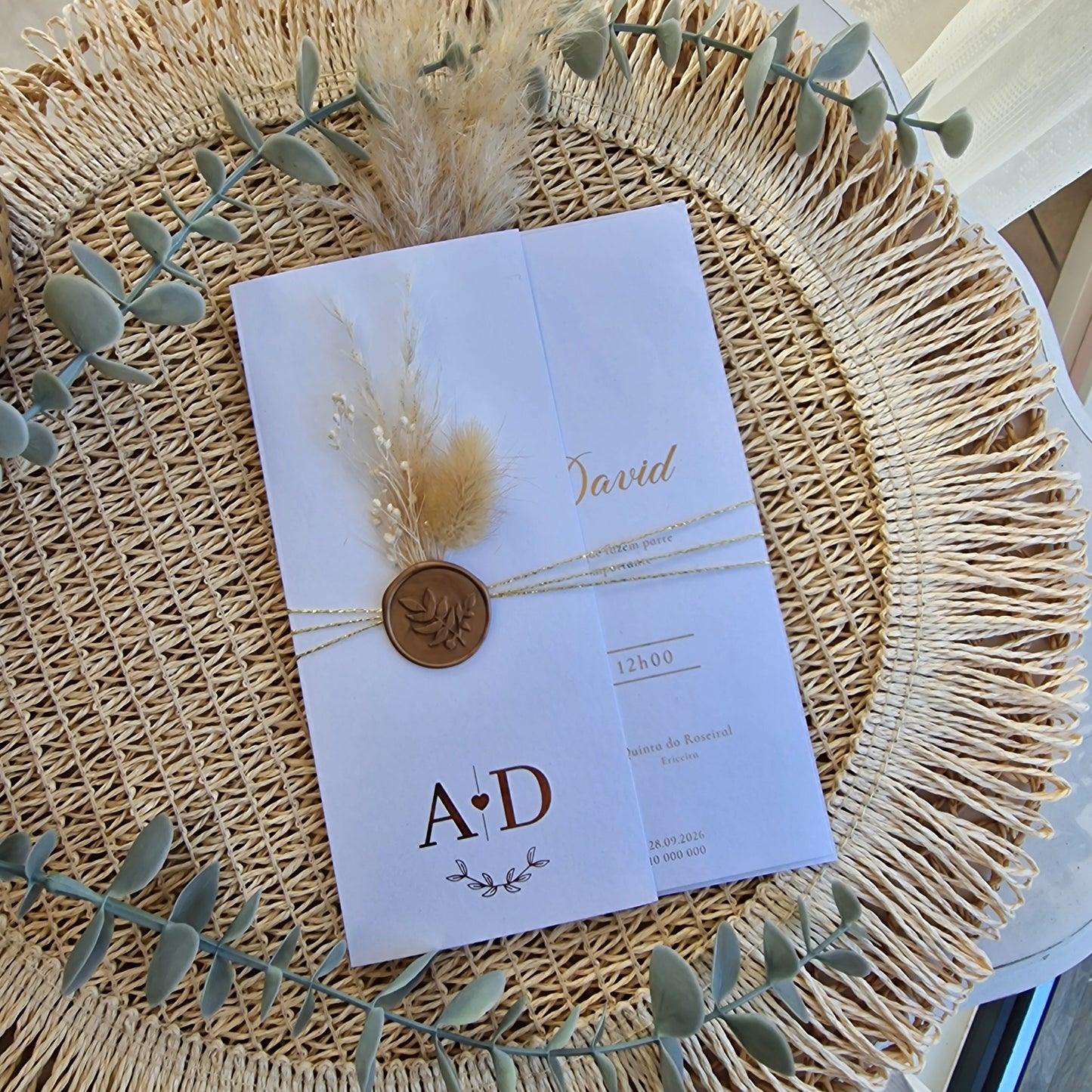 Convite white and gold Ana & David