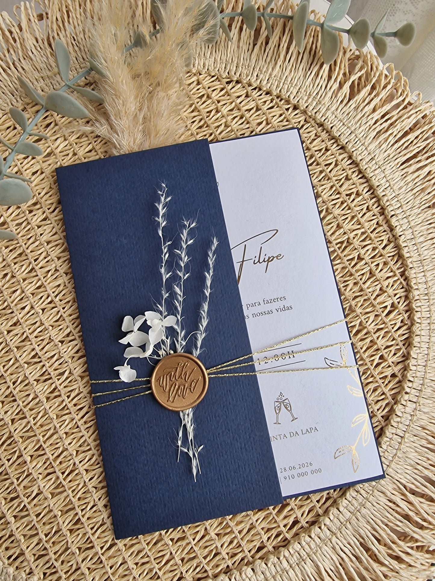 Convite navy gold 12/30