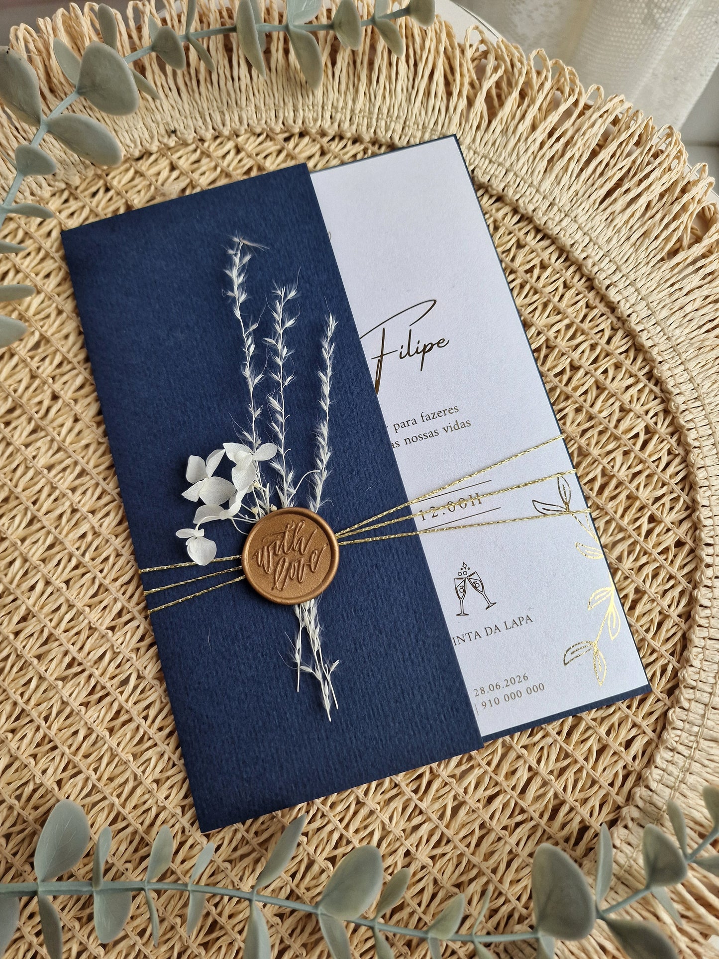Convite navy gold 12/30