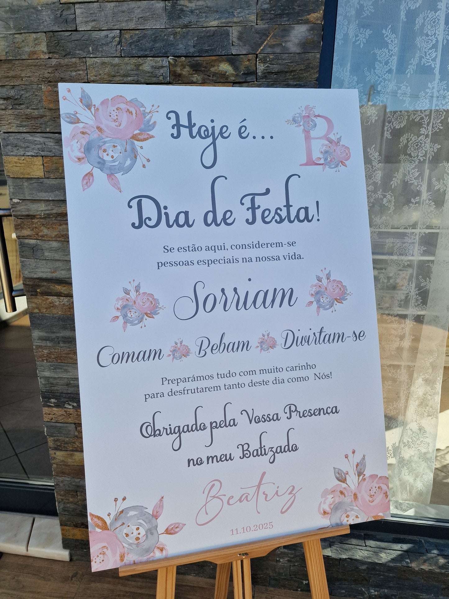 Placar de Boas Vindas Inicial Rosa e Floral