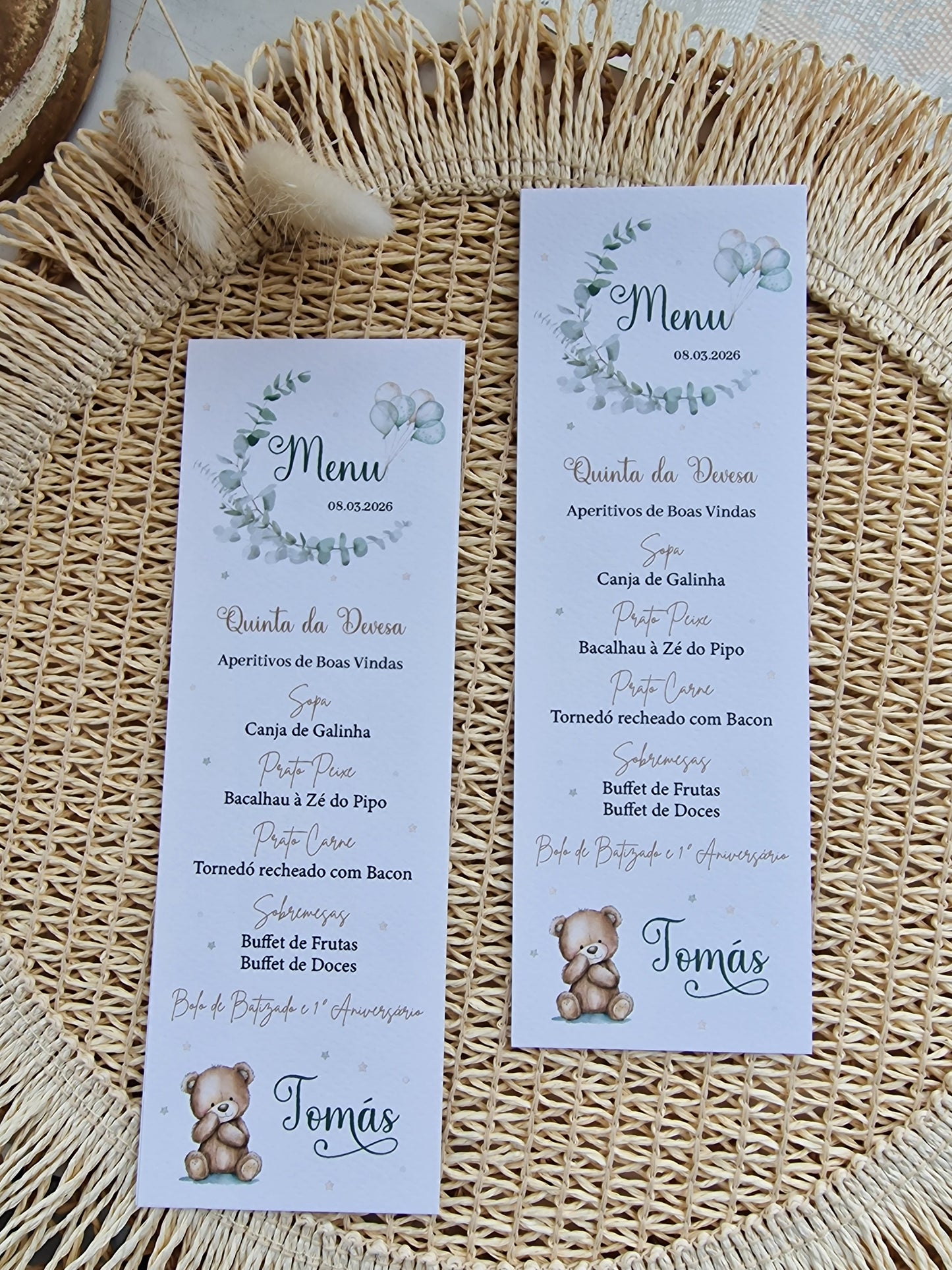 Green Safari Baptism Menu