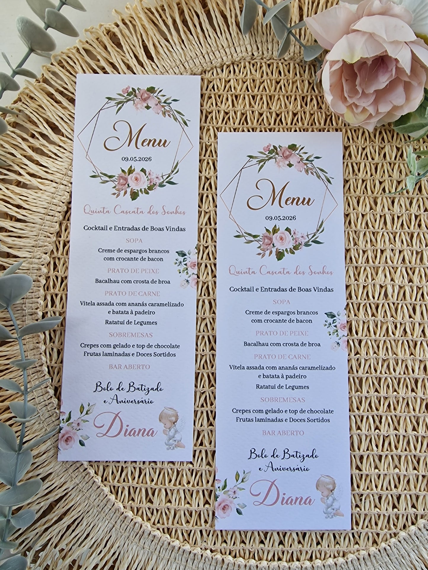 Ementa de Batizado floral anjinha Diana