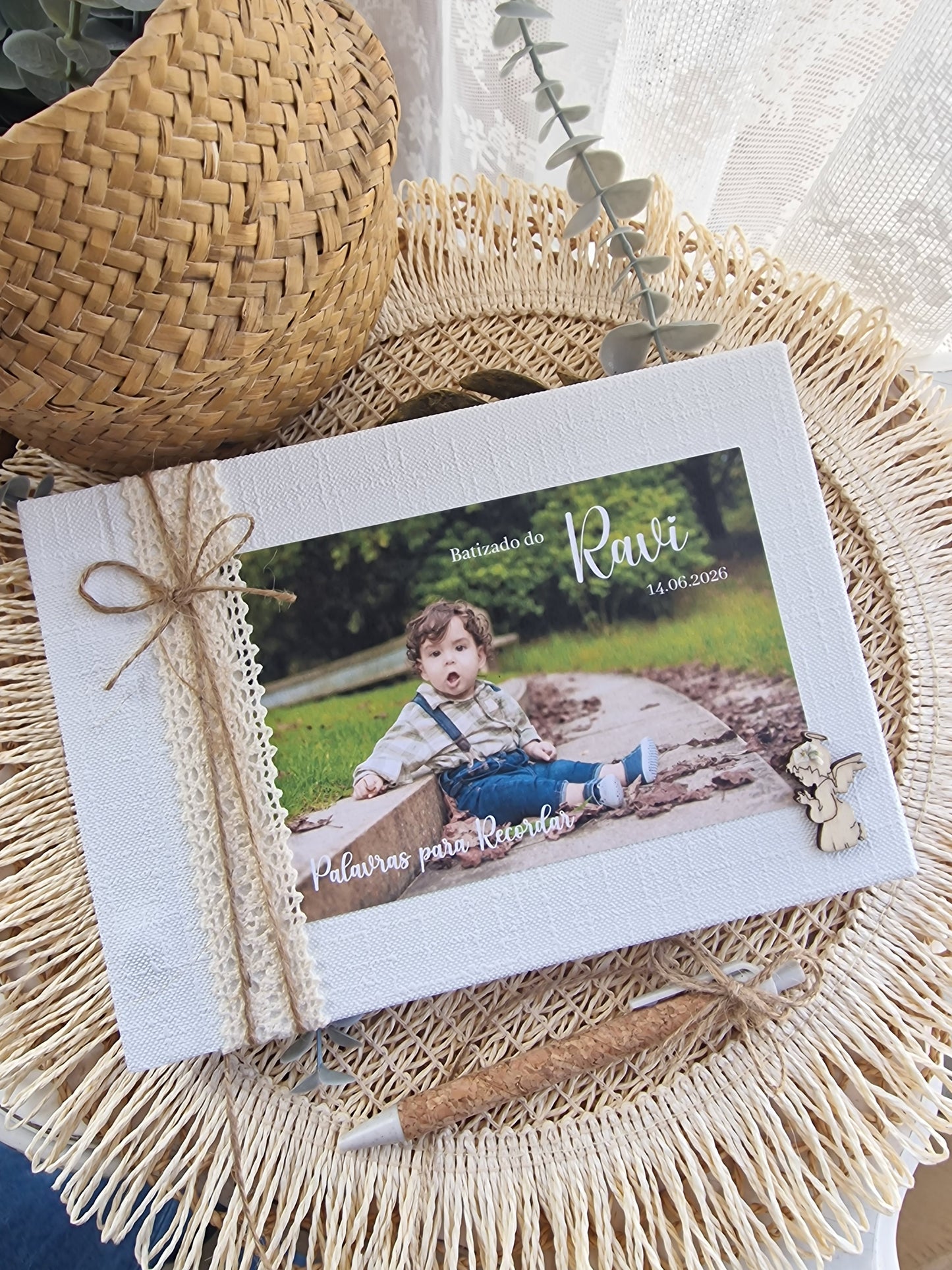 Livro de dedicatórias com fotografia