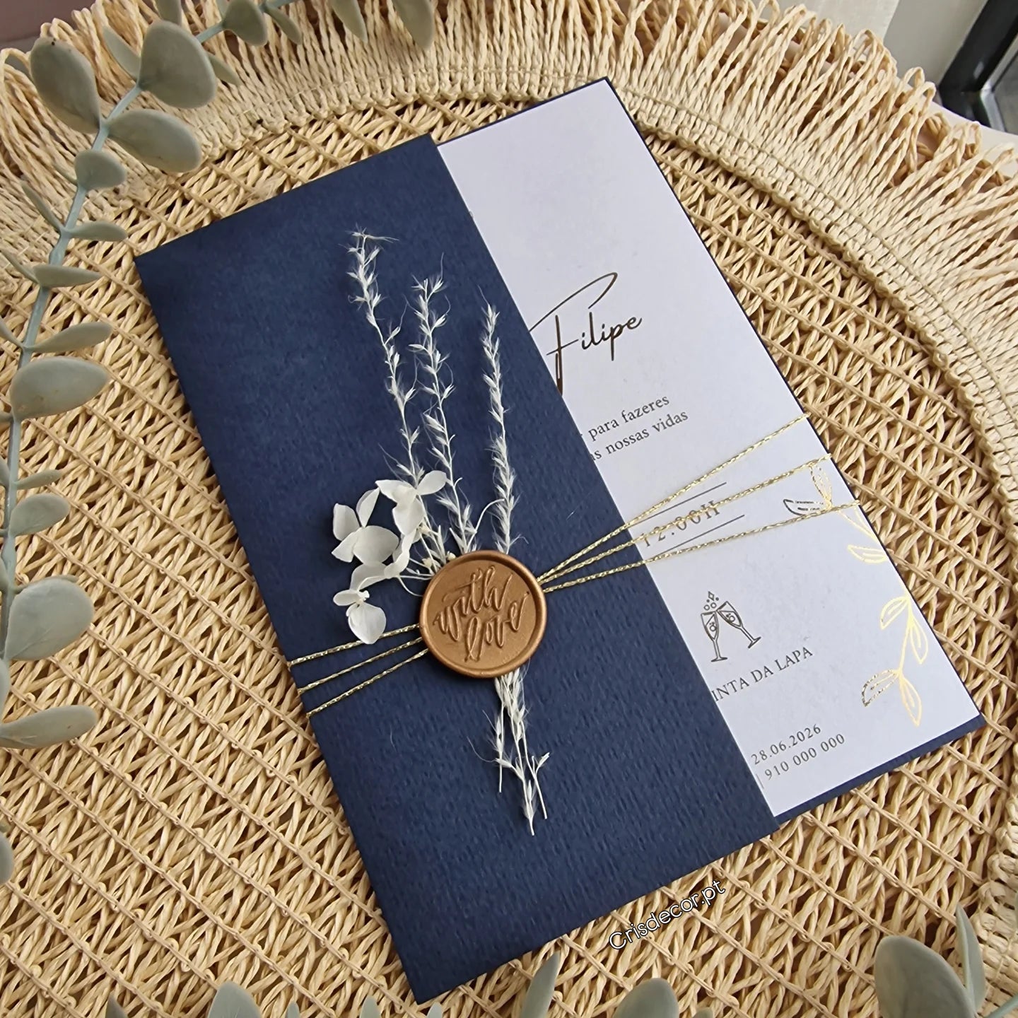 Convite navy gold 12/30