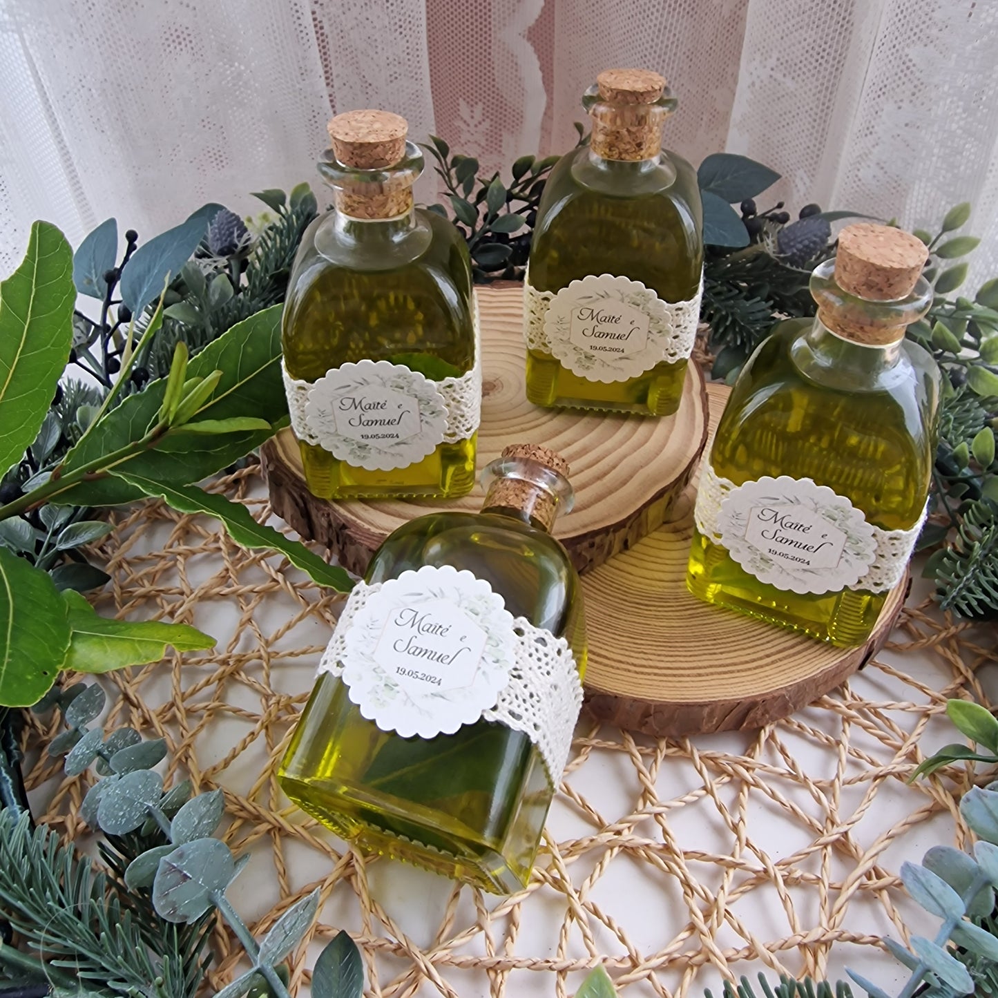 Square bottle with olive oil
