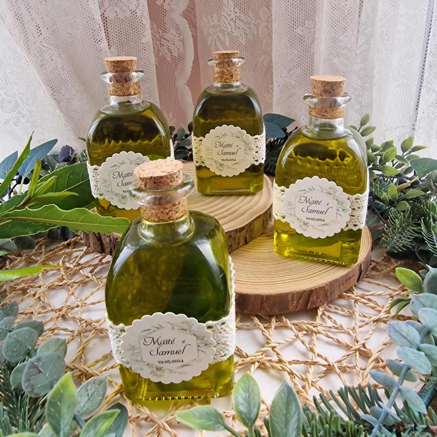 Square bottle with olive oil