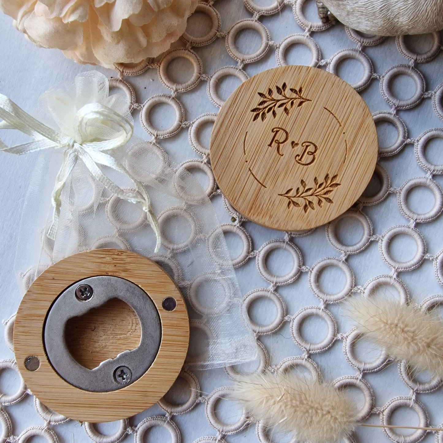 Bamboo bottle cap remover and magnet