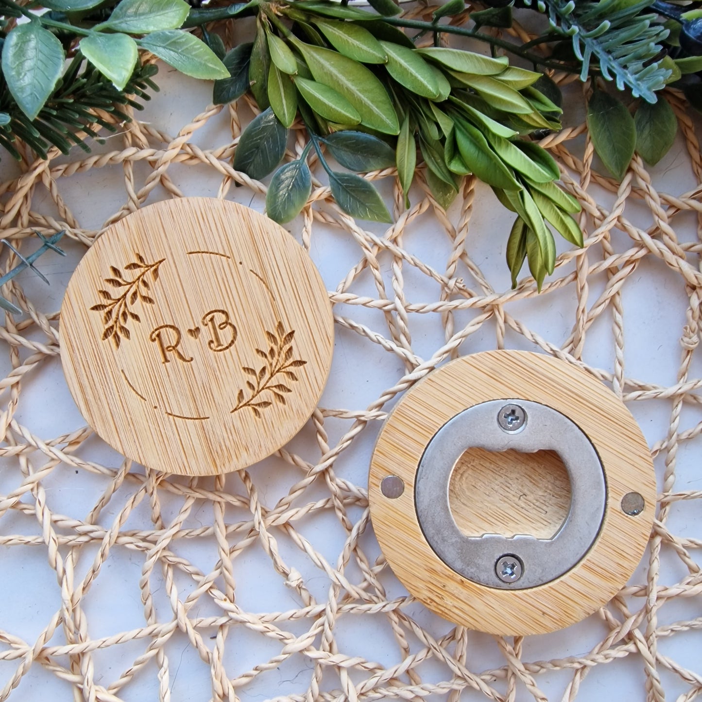 Bamboo bottle cap remover and magnet