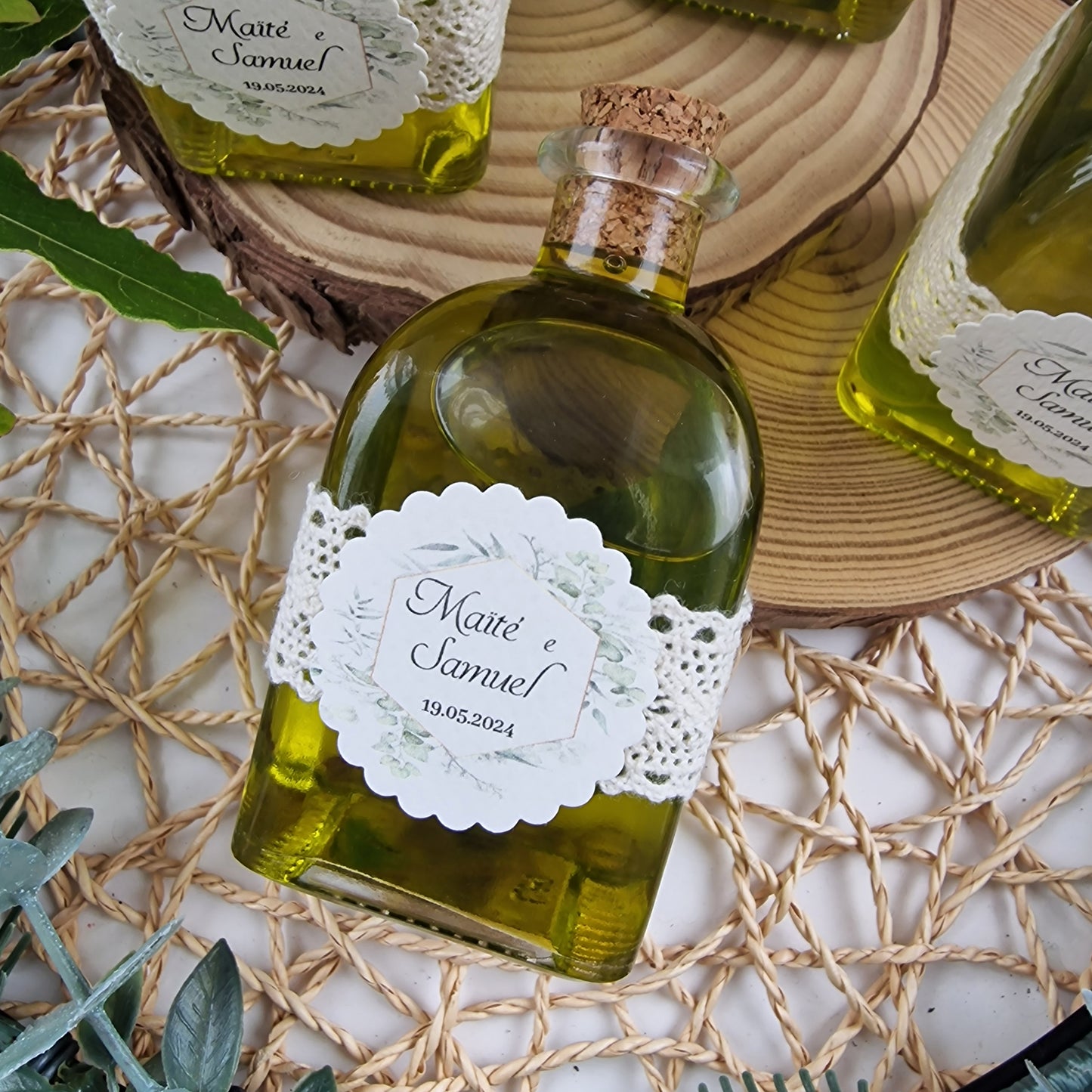 Square bottle with olive oil