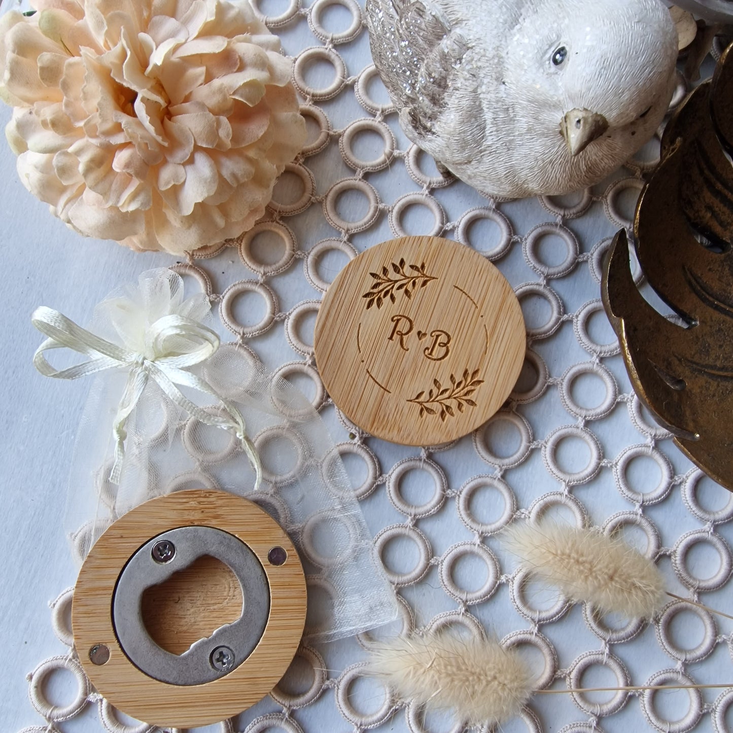 Bamboo bottle cap remover and magnet