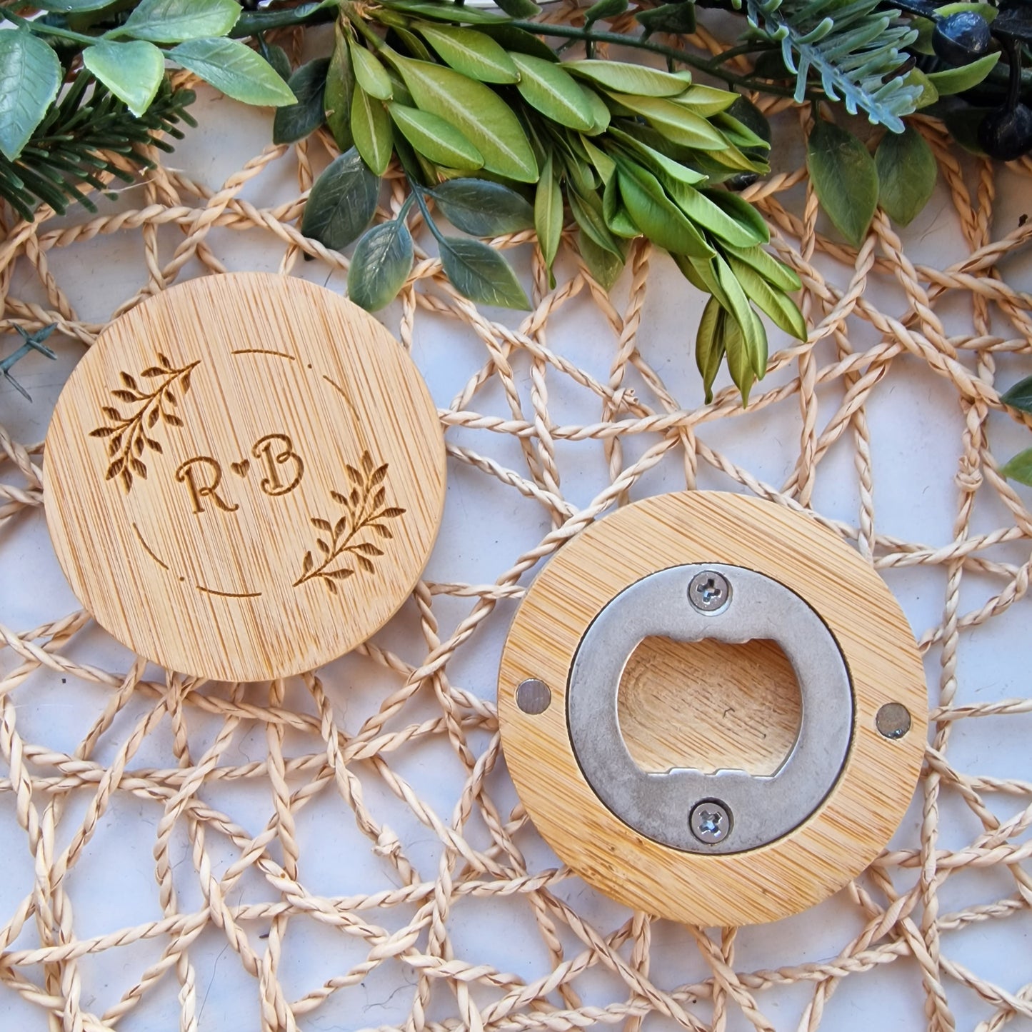 Bamboo bottle cap remover and magnet