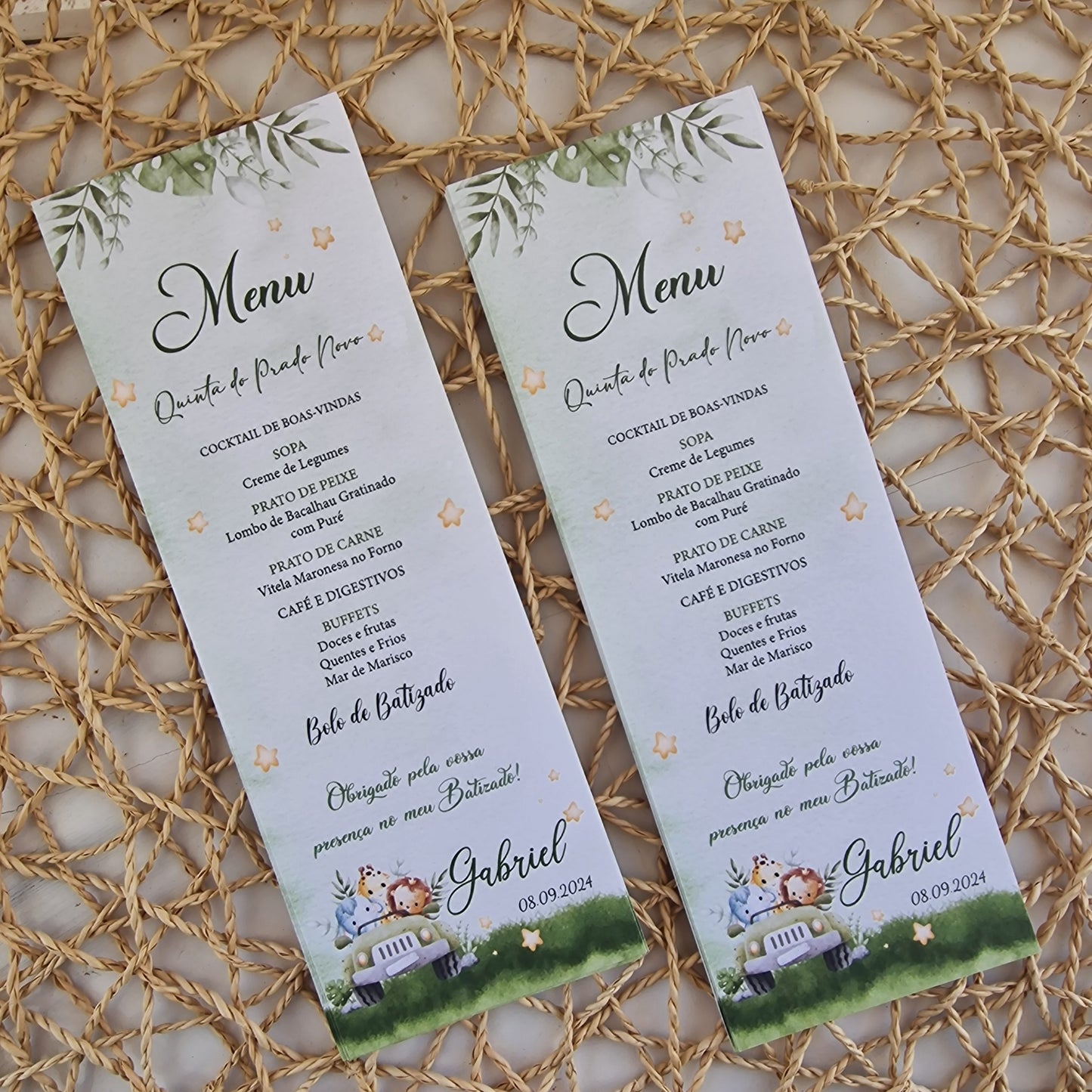Green Safari Baptism Menu