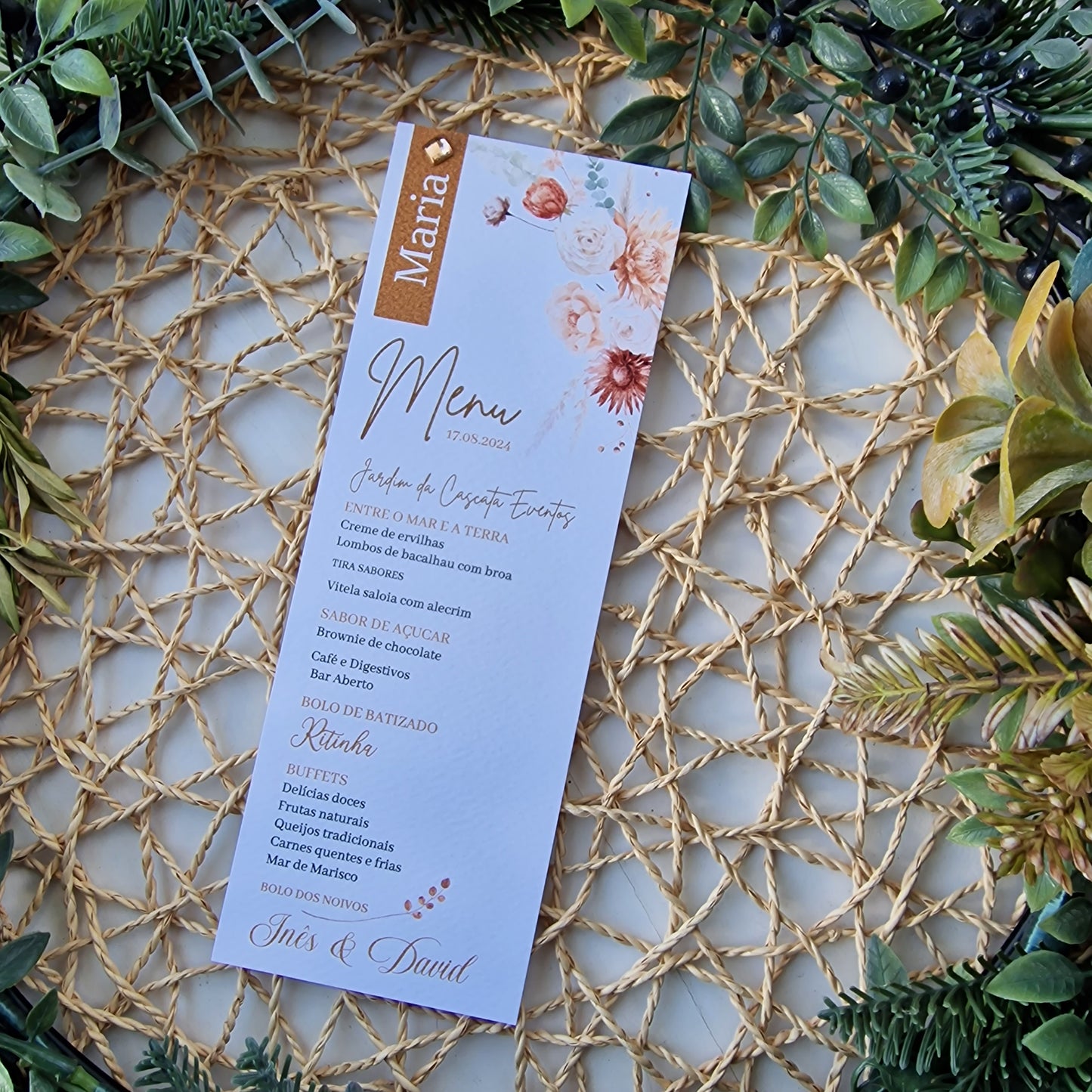 Menu et marque-place en terre cuite
