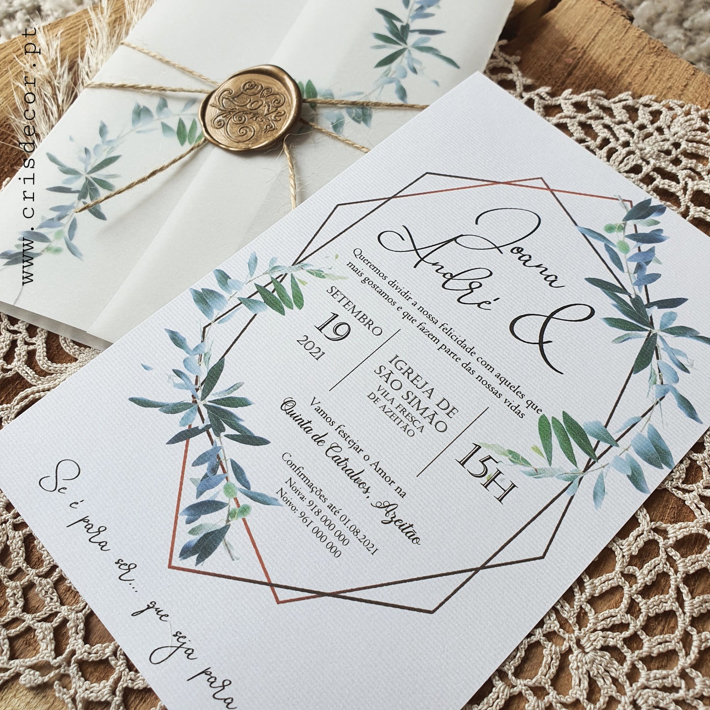 Convite de casamento oliveira Joana e André