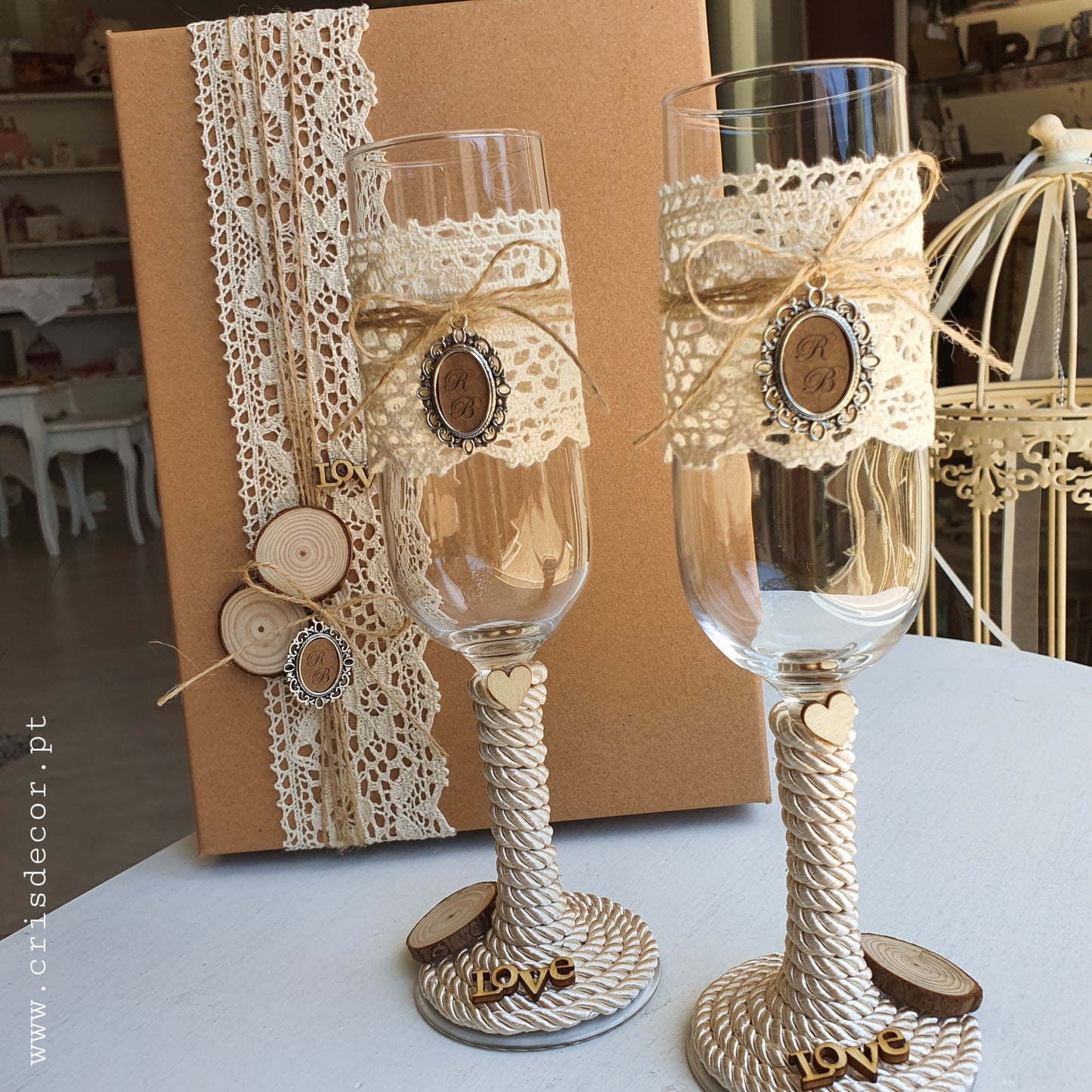 Honor flutes in decorated box