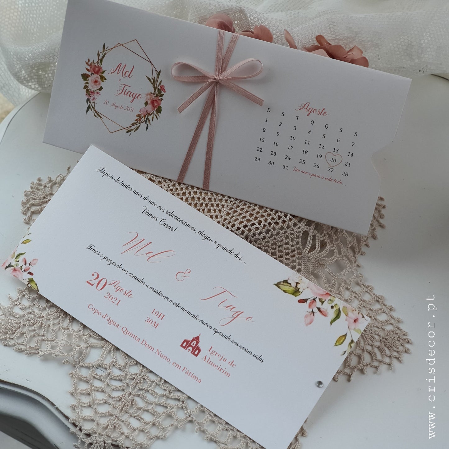 Convite de casamento flores da mel