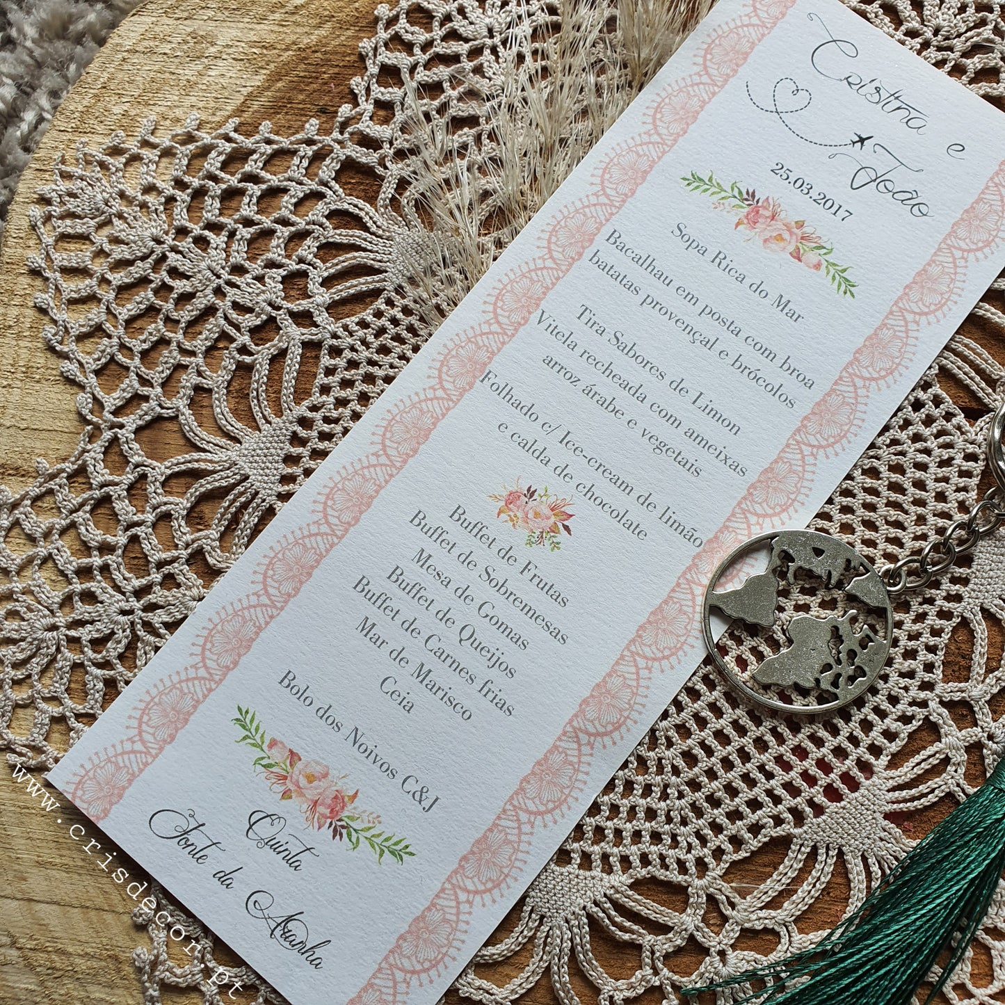 Menu de voyage floral vintage