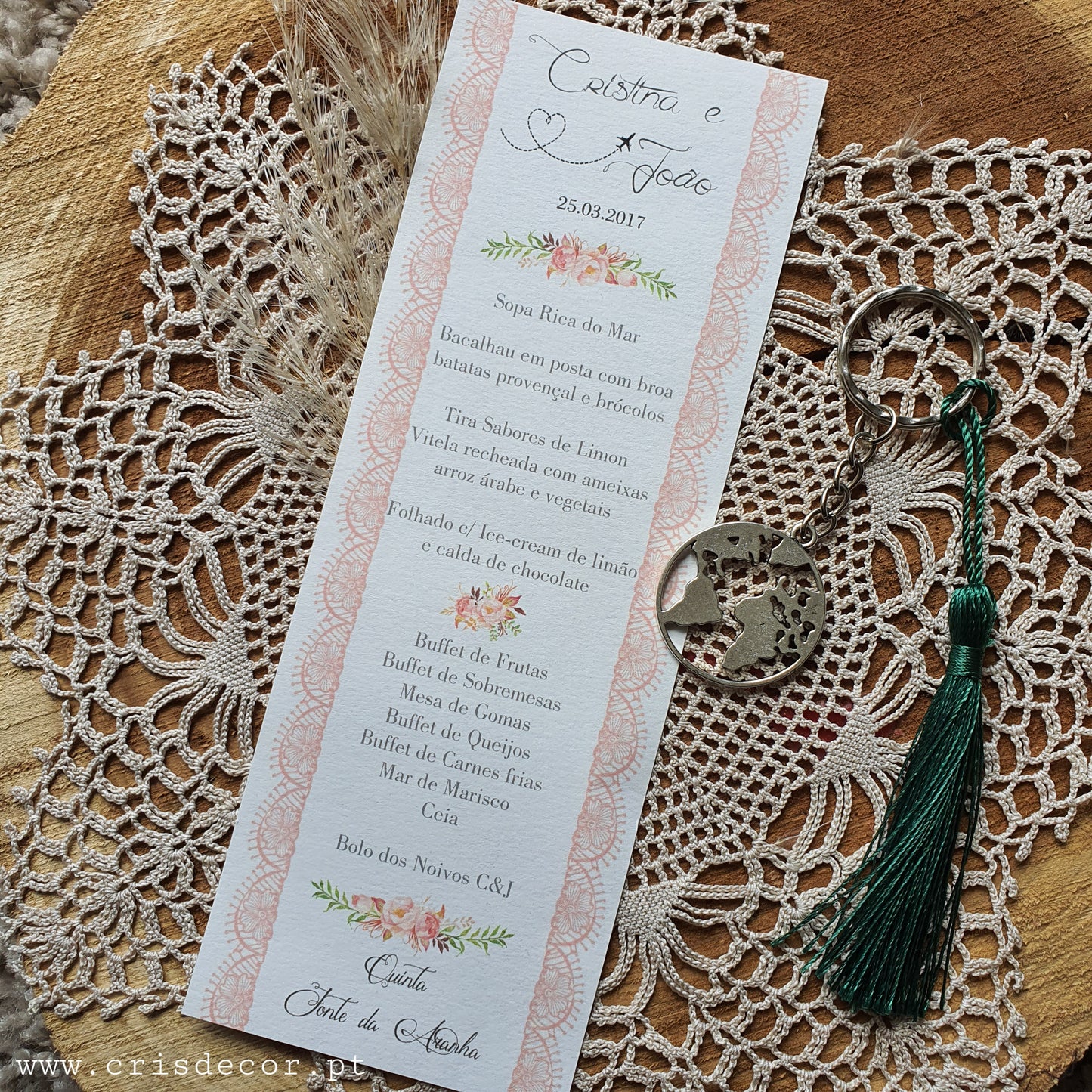Menu de voyage floral vintage
