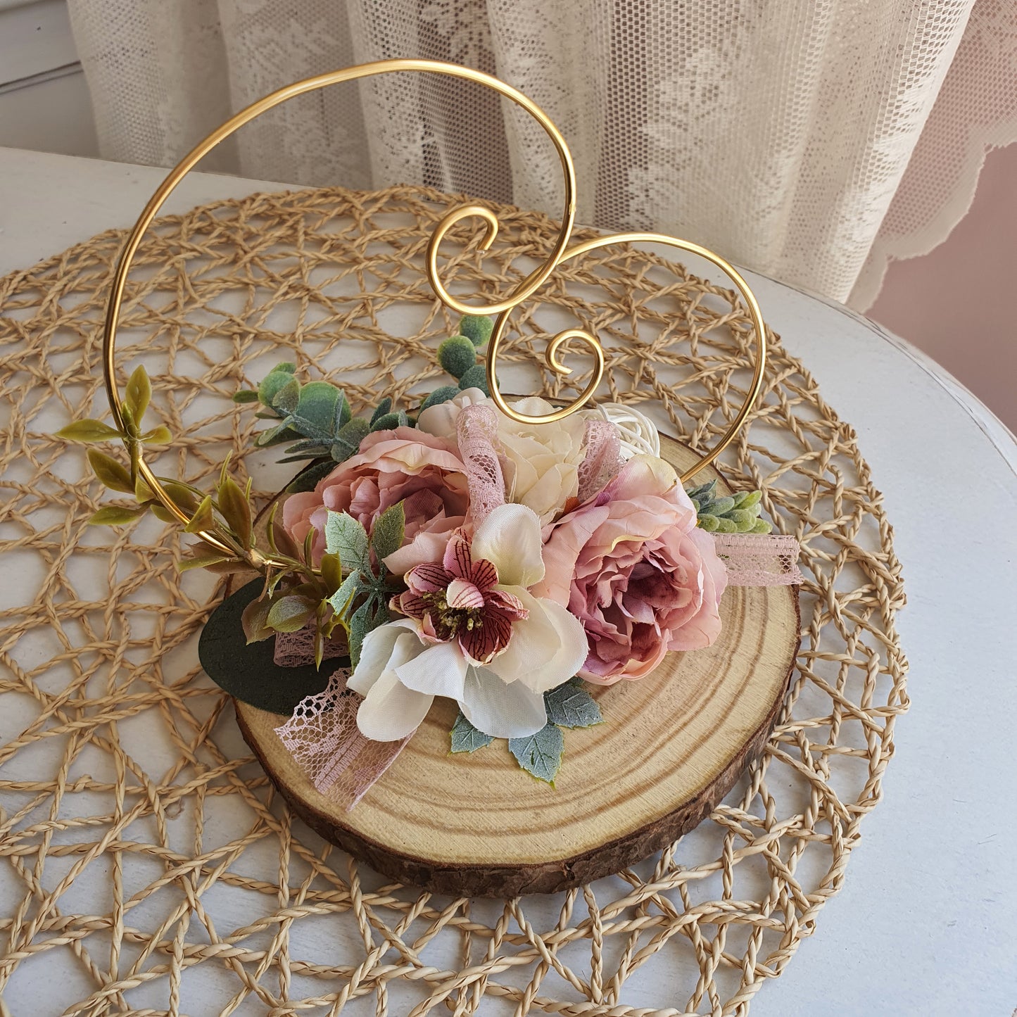 Porte bague coeur en malle en bois