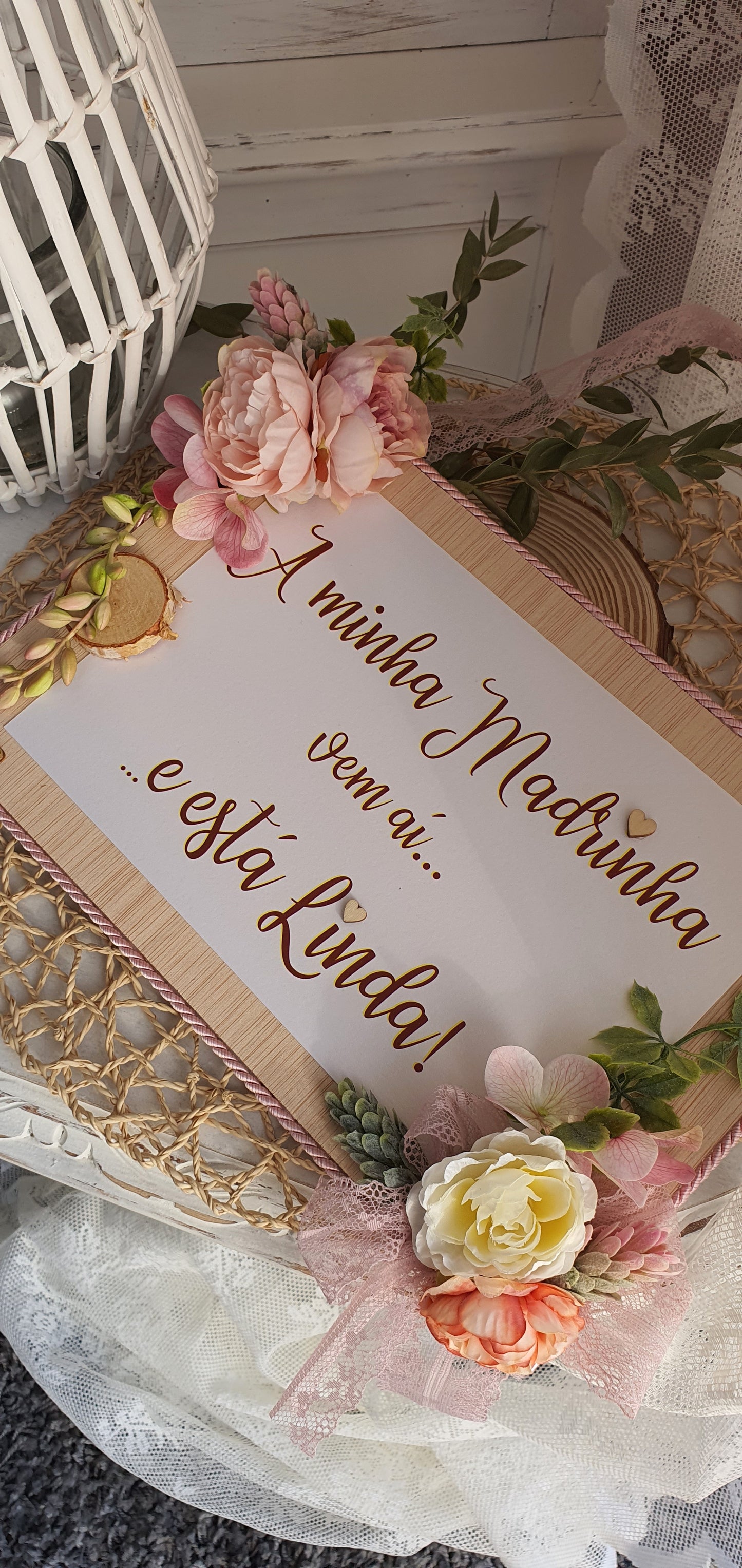 Placa em madeira entrada noiva