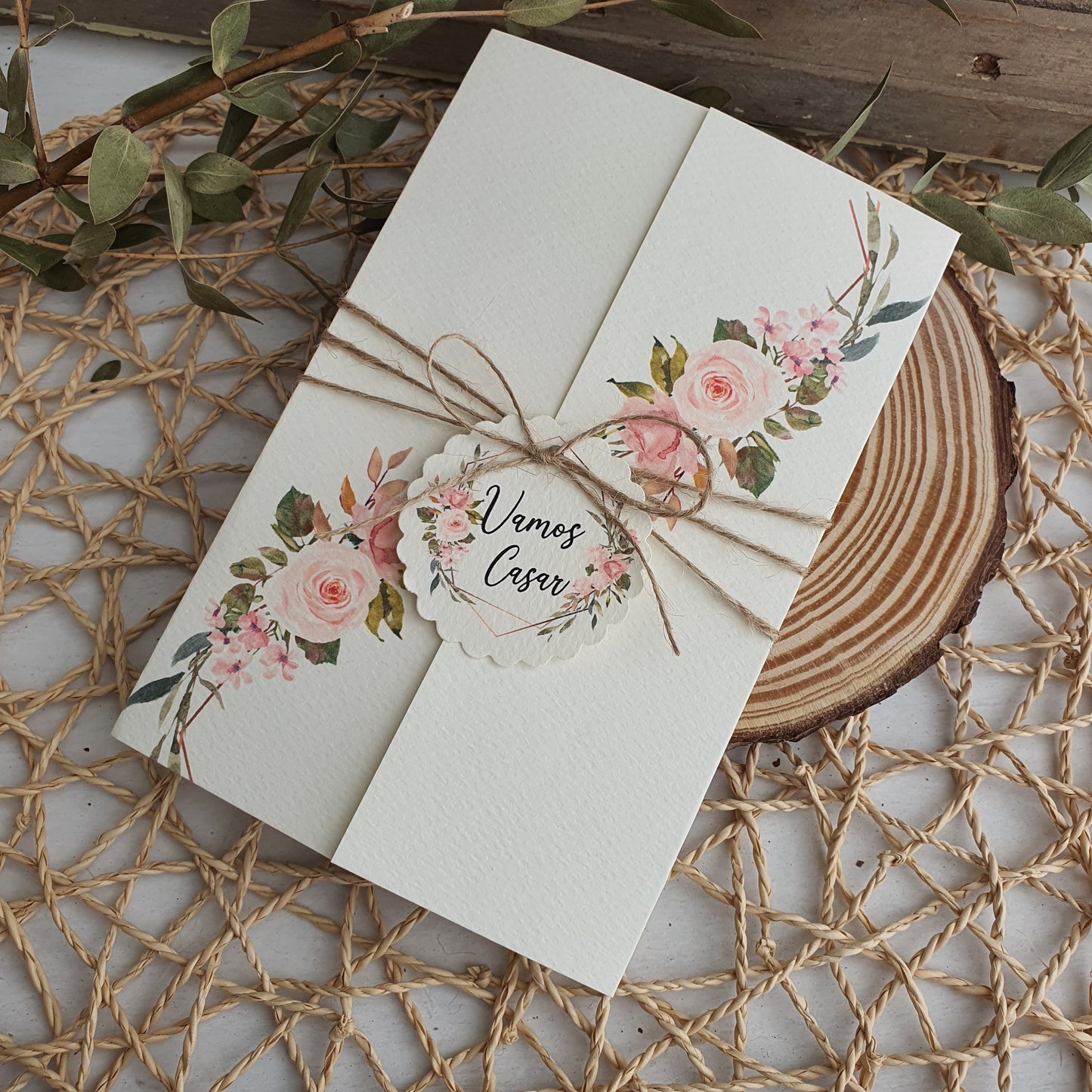 Convite de casamento vintage blush