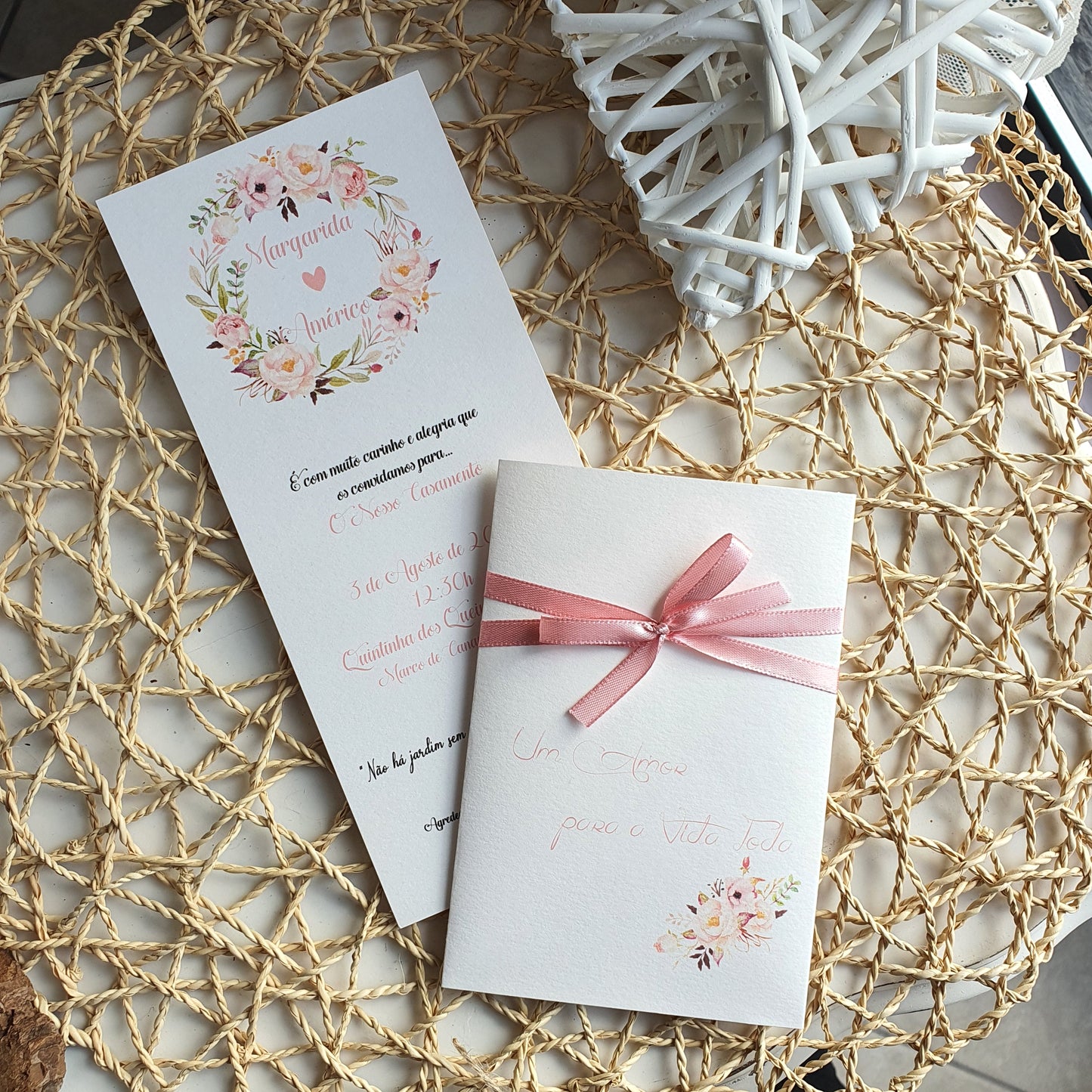 Convite floral blush