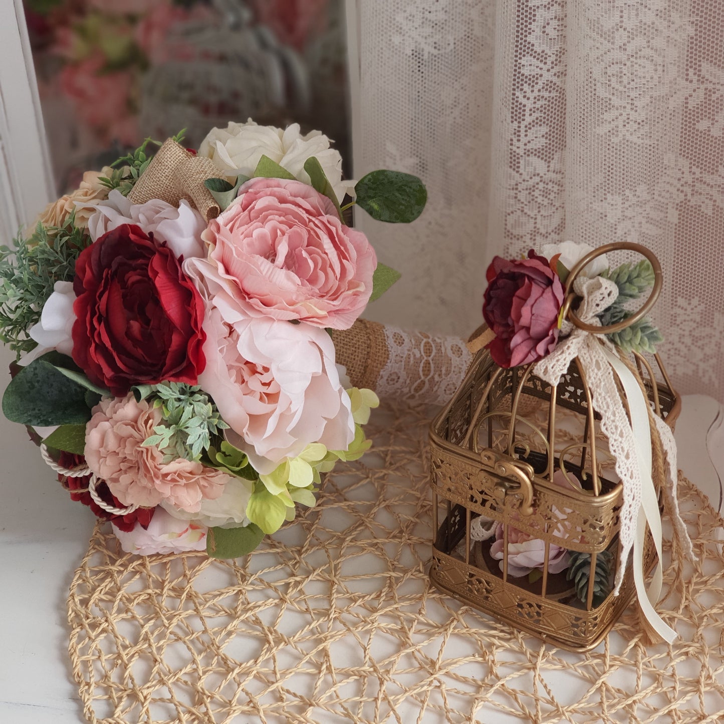 Bouquet marsala e Porta aliancas
