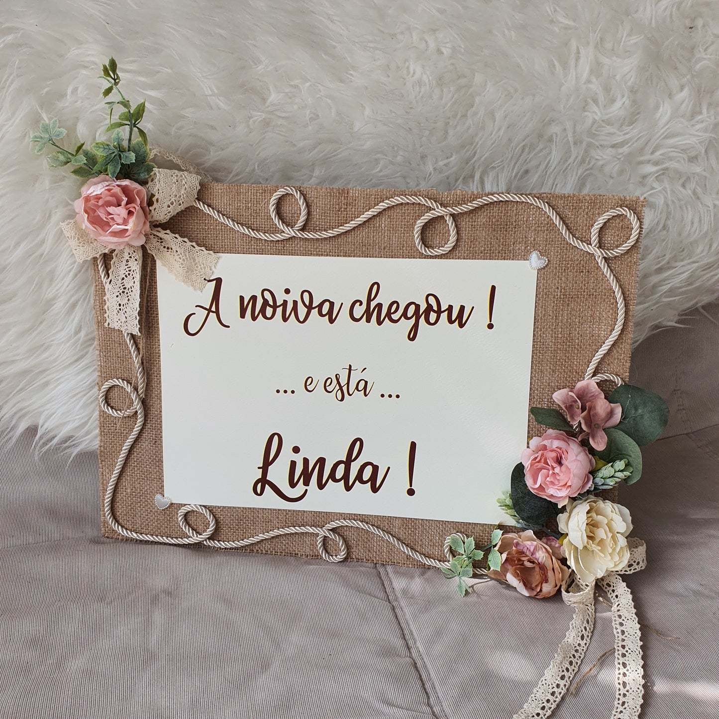 The bride is beautiful rustic sign