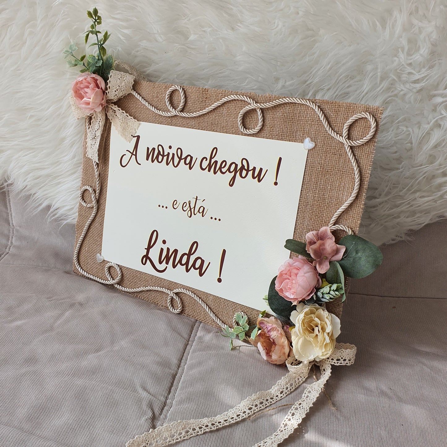 The bride is beautiful rustic sign