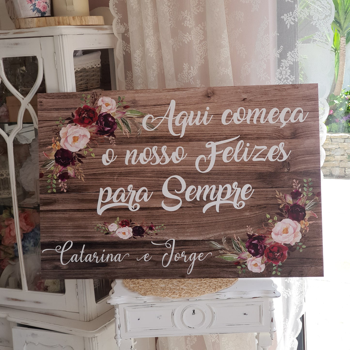 Placa de boas vindas marsala