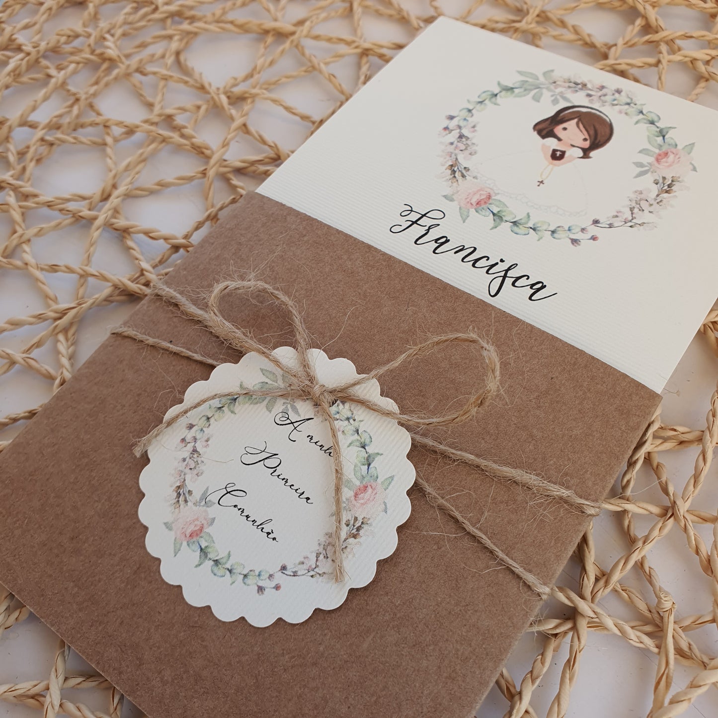 Invitation au sac de roses d'amour rustique