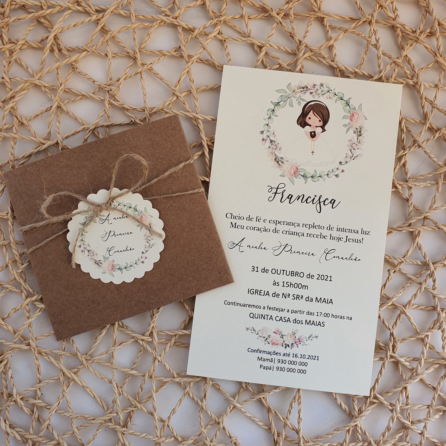 Invitation au sac de roses d'amour rustique