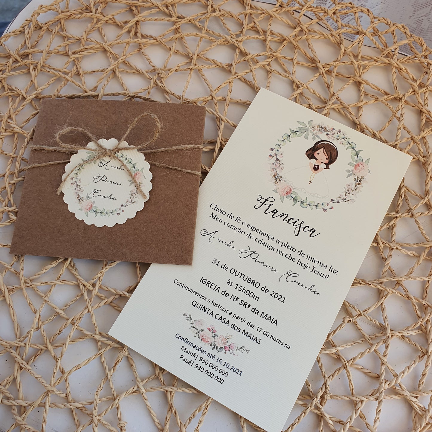 Invitation au sac de roses d'amour rustique