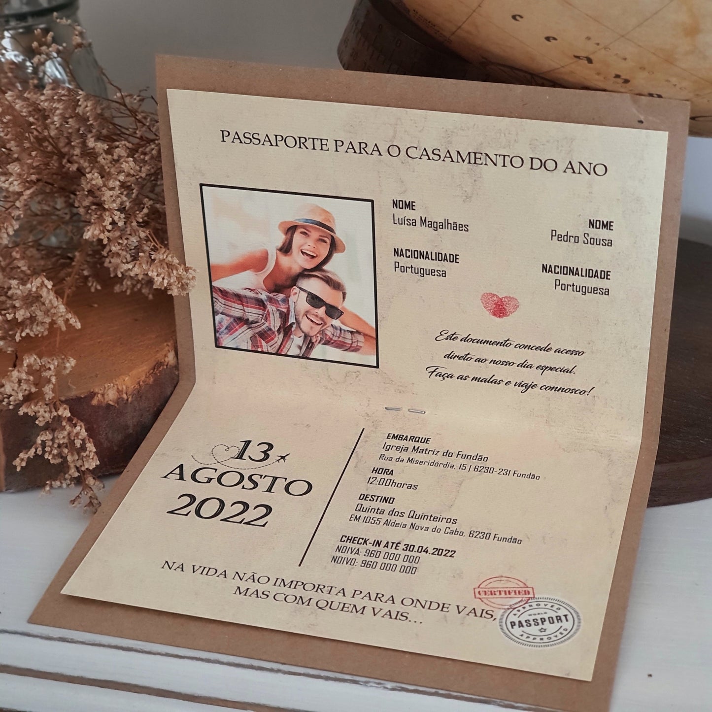 Convite passaporte rústico