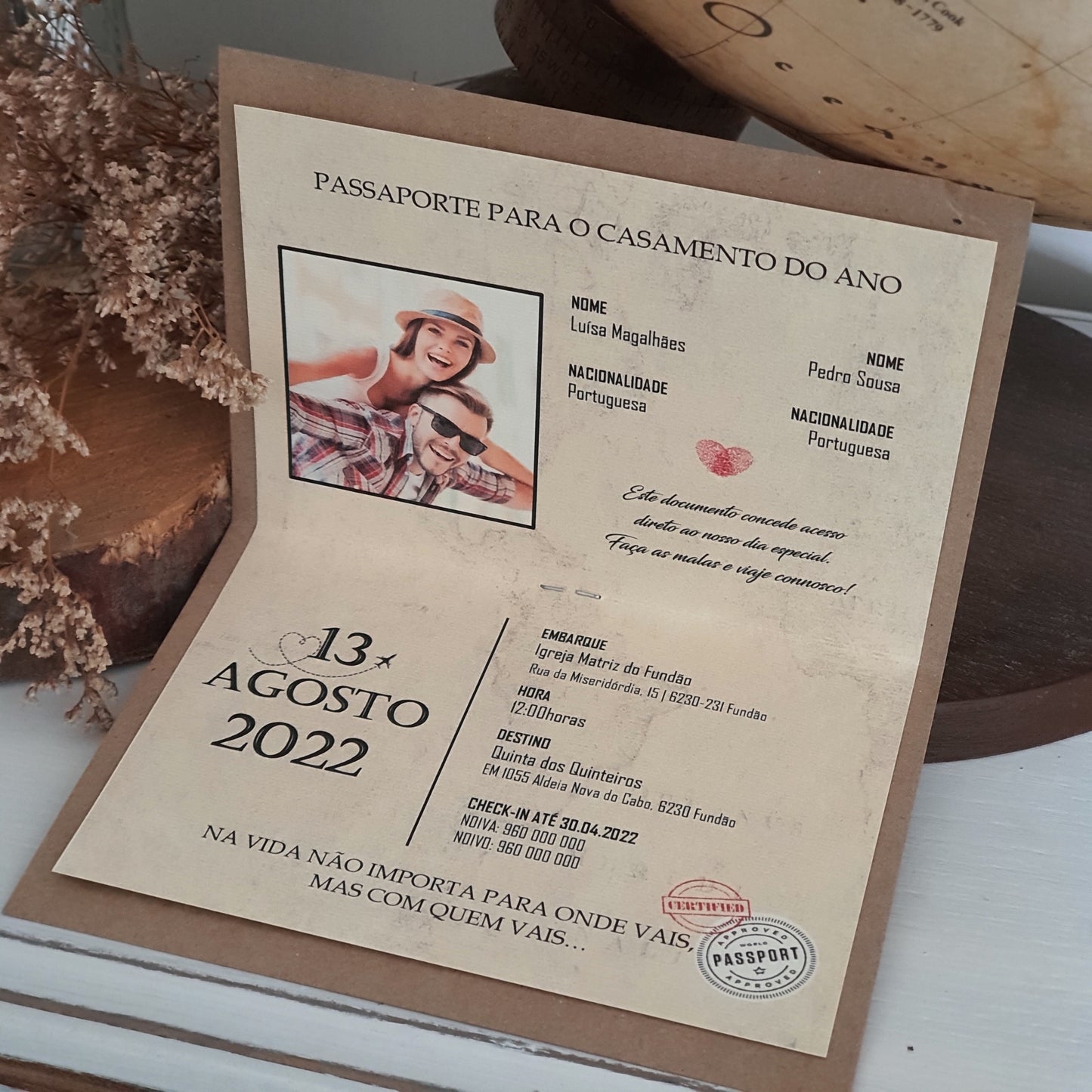 Convite passaporte low cost rústico