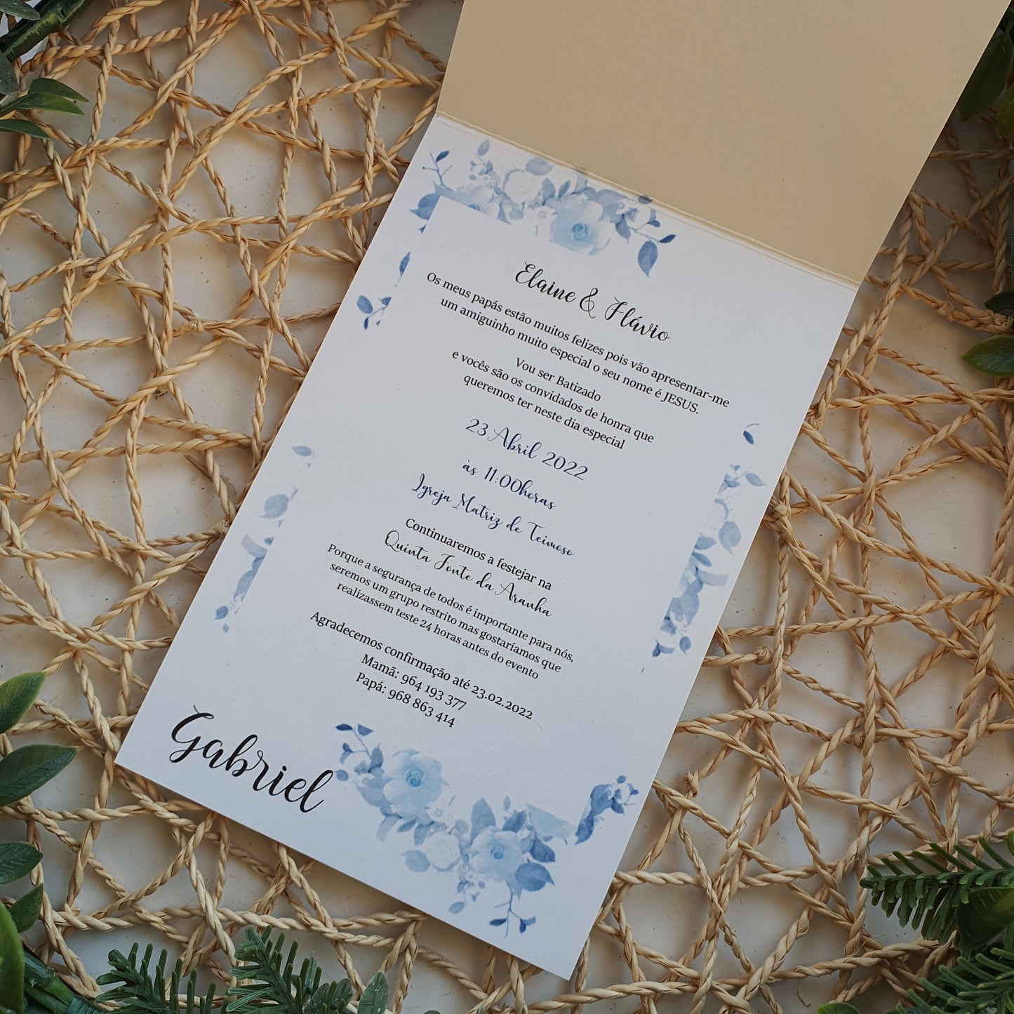 Invitation fleur bleue de Gabriel