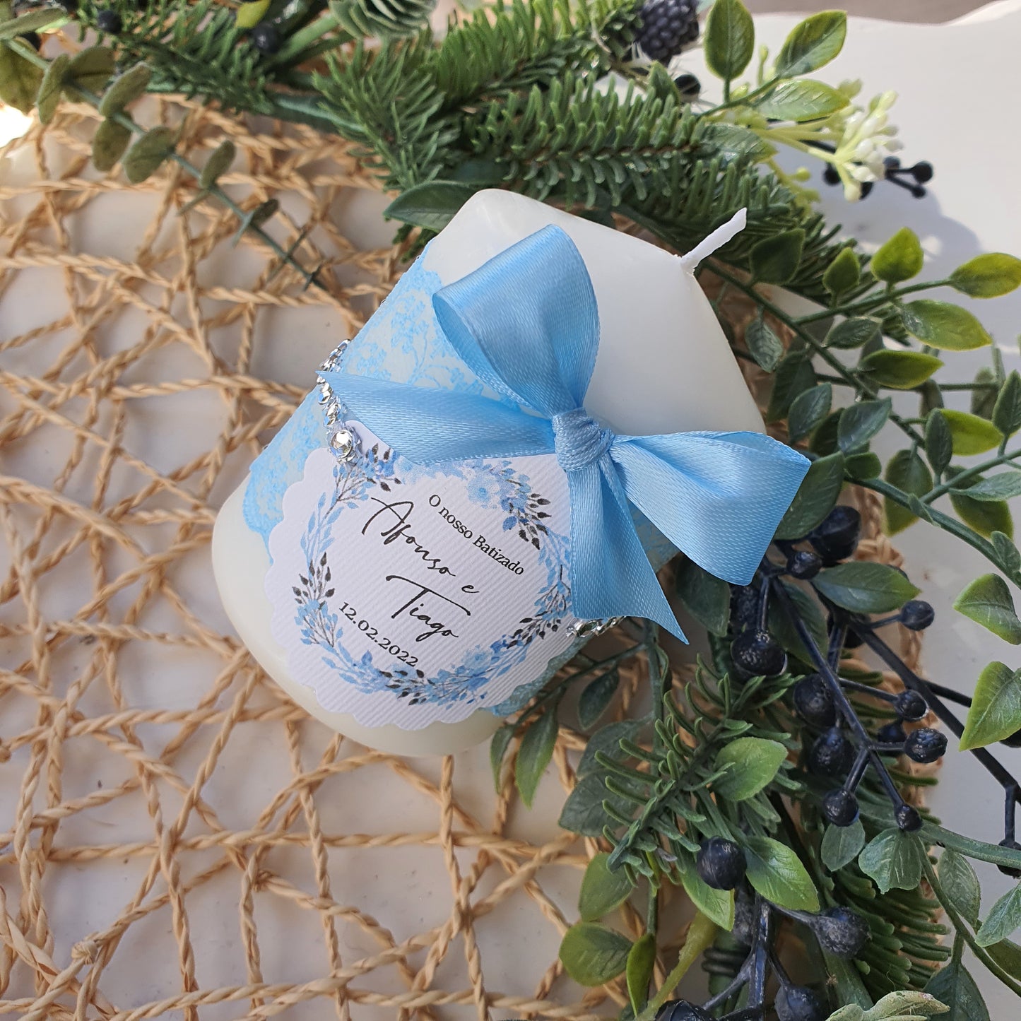 Velinhas personalizadas vintage baby blue