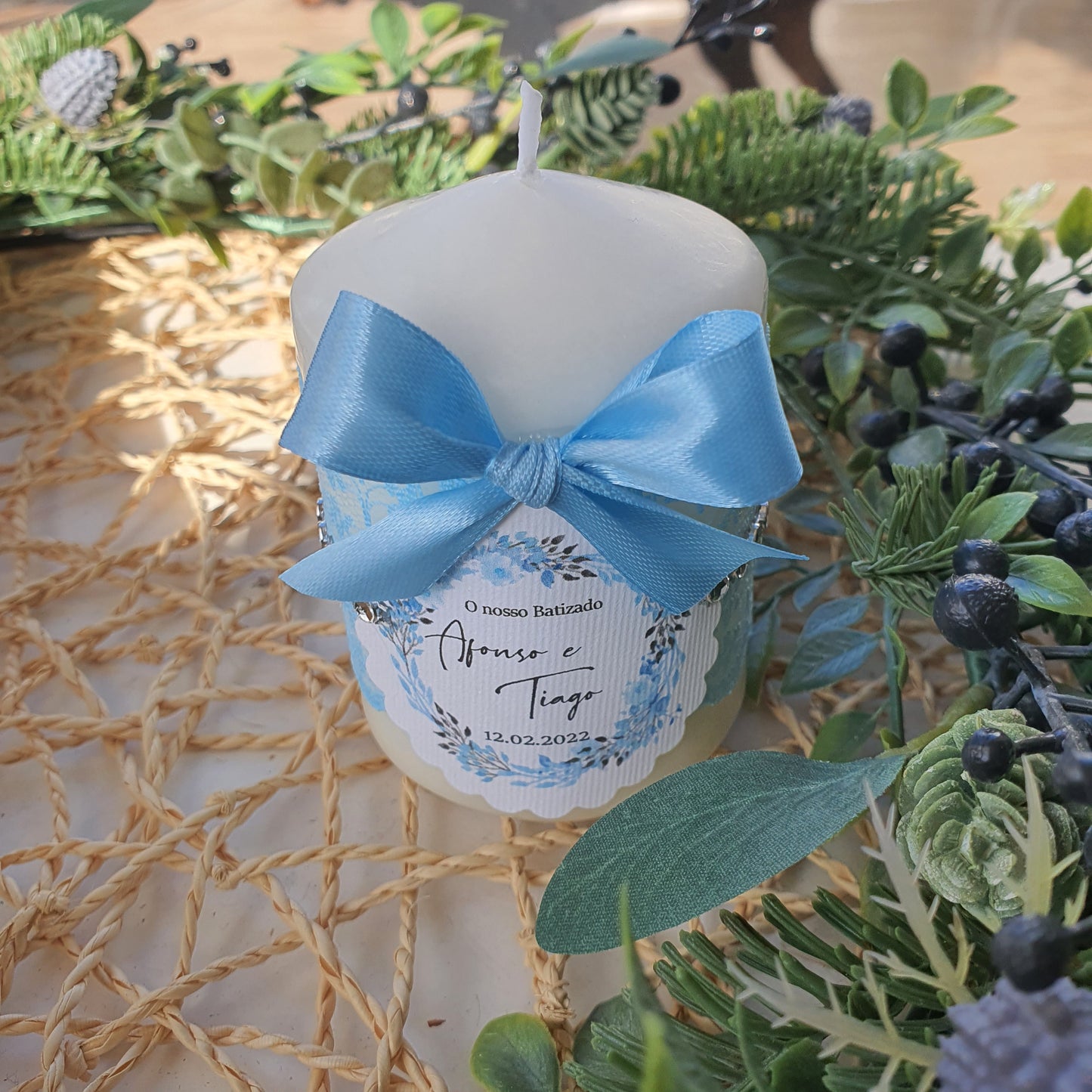 Velinhas personalizadas vintage baby blue