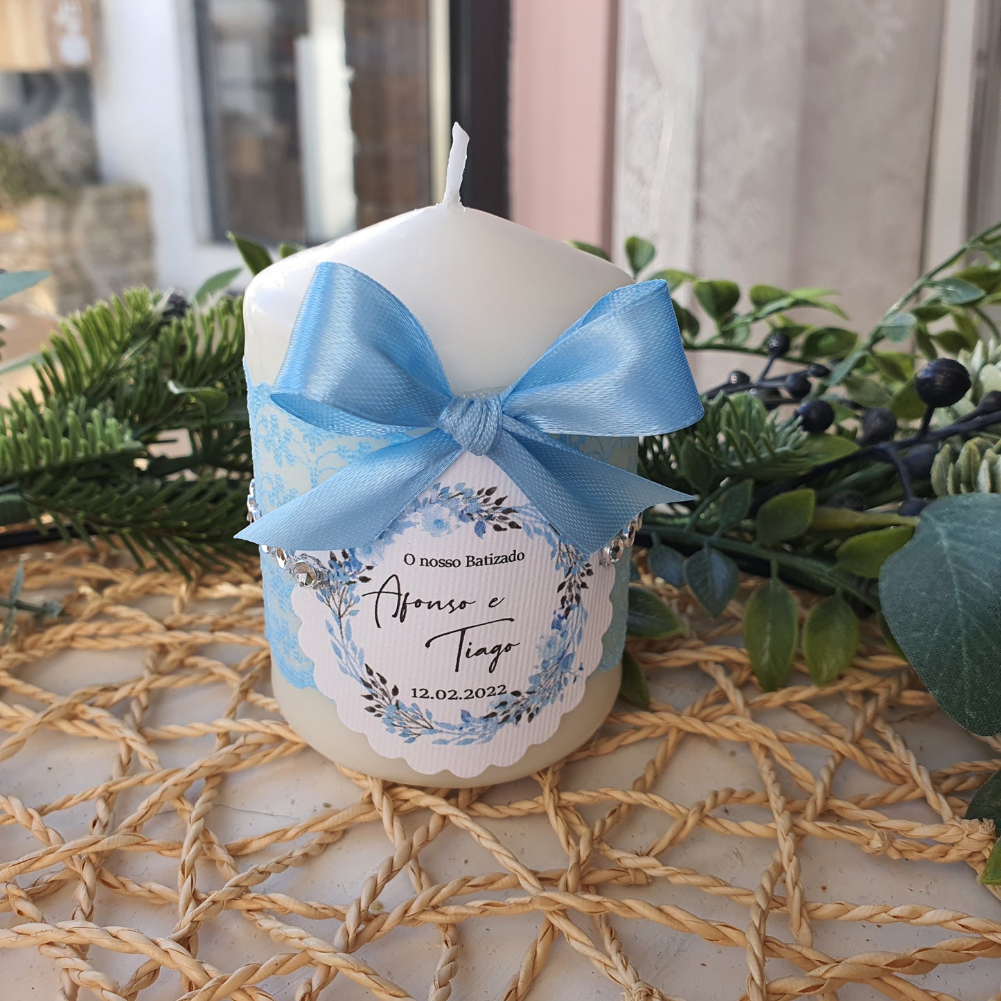 Velinhas personalizadas vintage baby blue