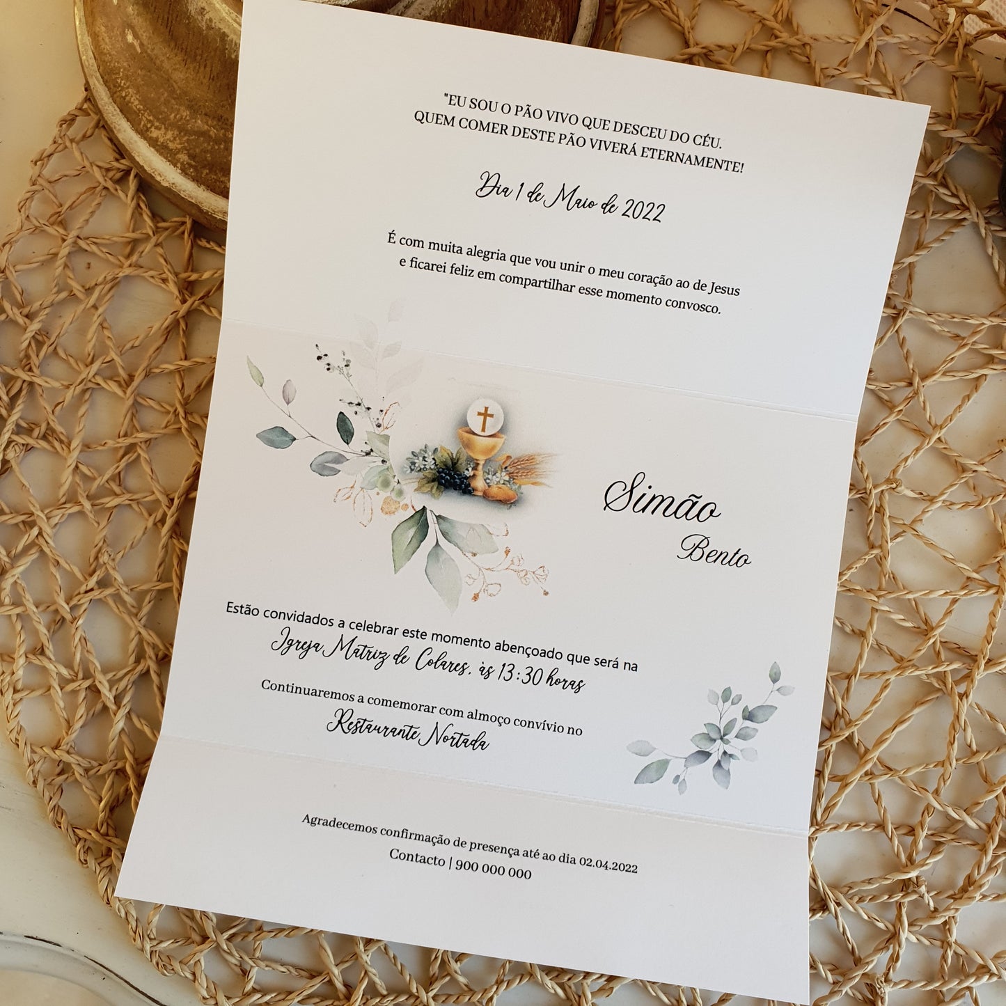 Invitation communion nature et or