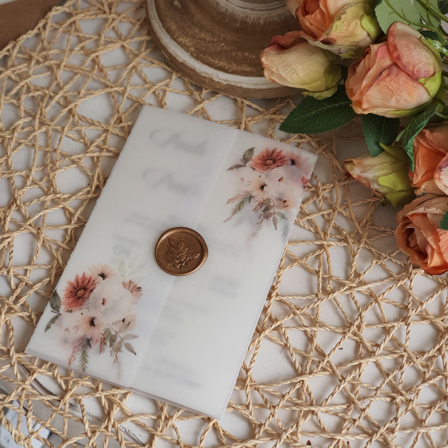 Convite lacre terracota e perola♡